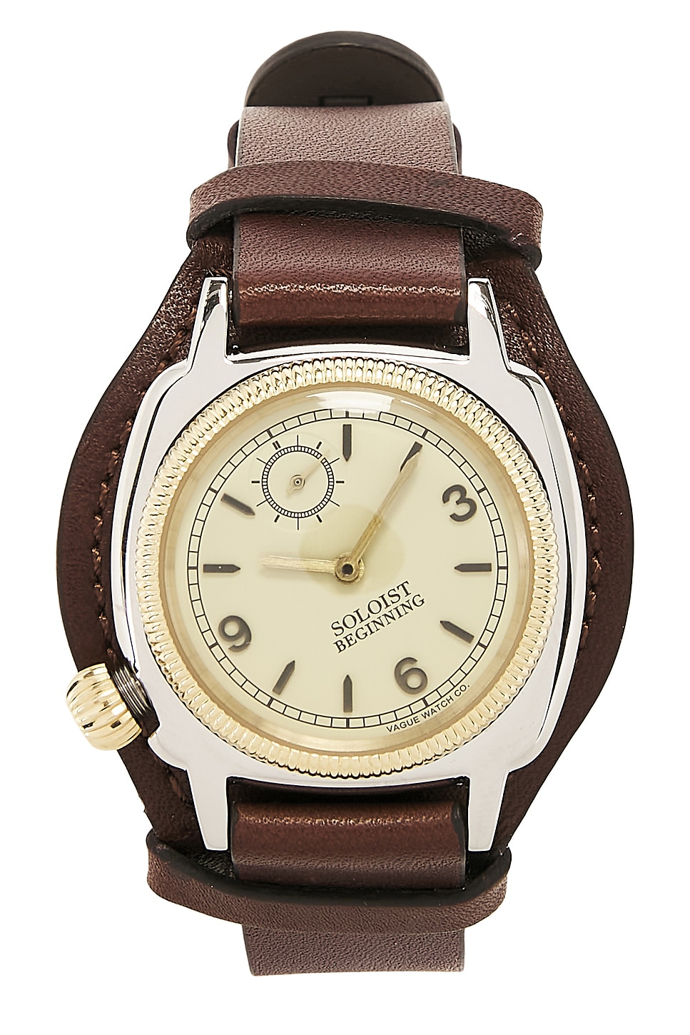 Takahiromiyashita The Soloist Coussin Type L Leather Belt Watch In Sand