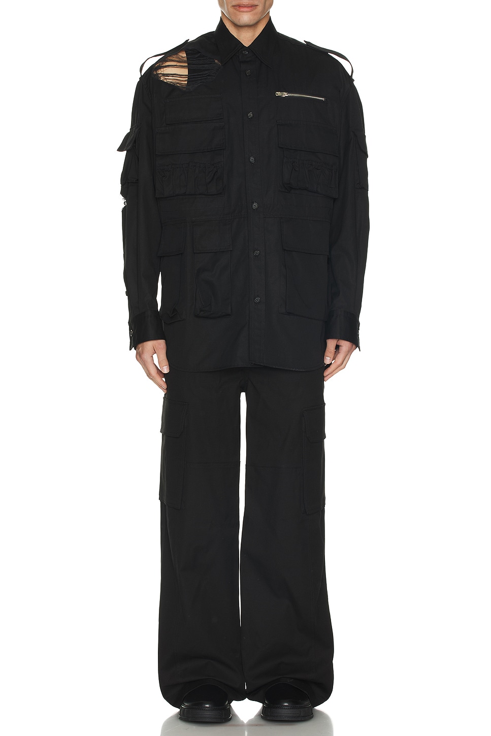 Image 1 of TAKAHIROMIYASHITA The Soloist Back Gusset Sleeve Photo in Black
