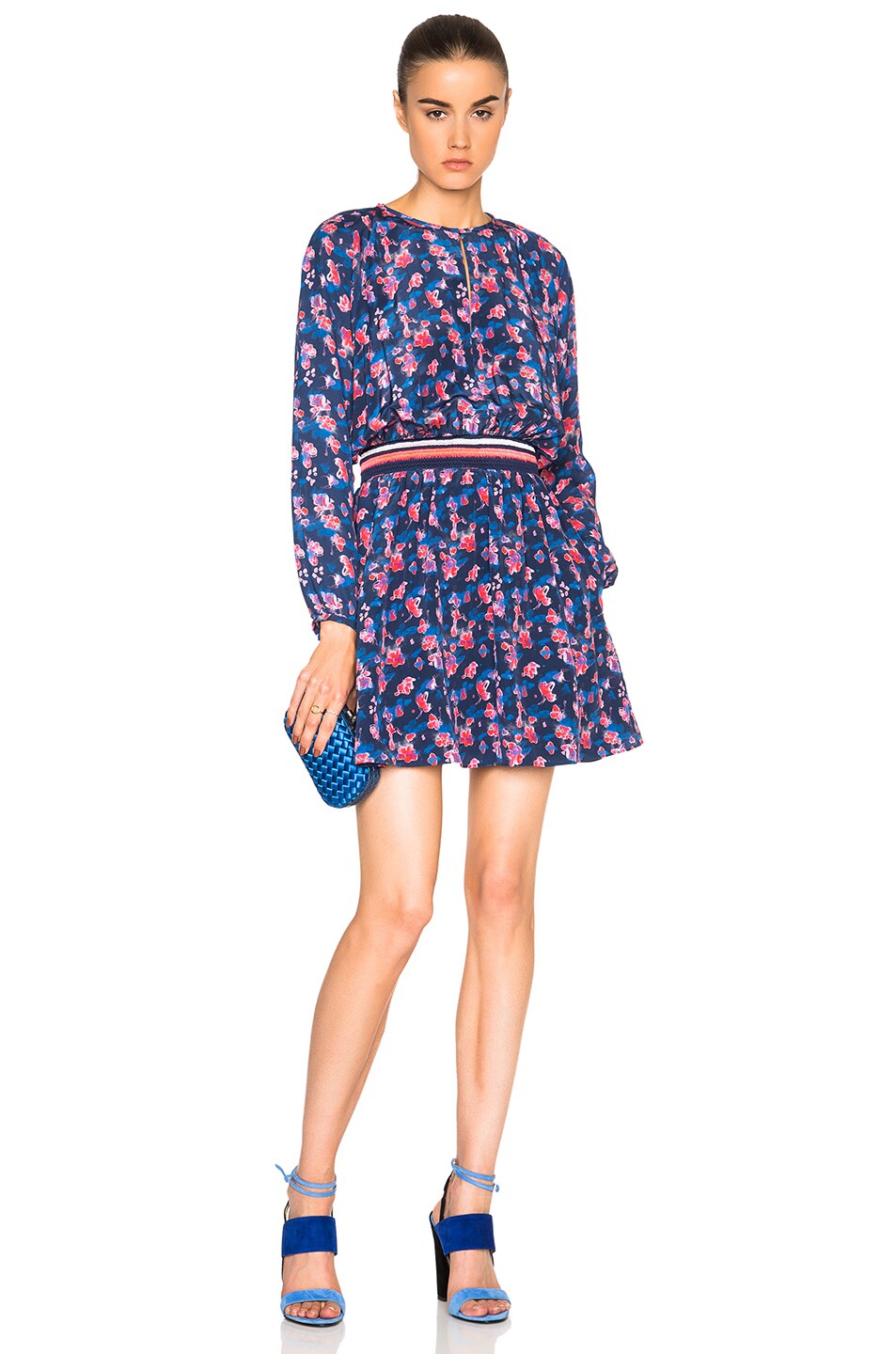 Image 1 of Tanya Taylor Anna Embroidered Dress in Navy Multi