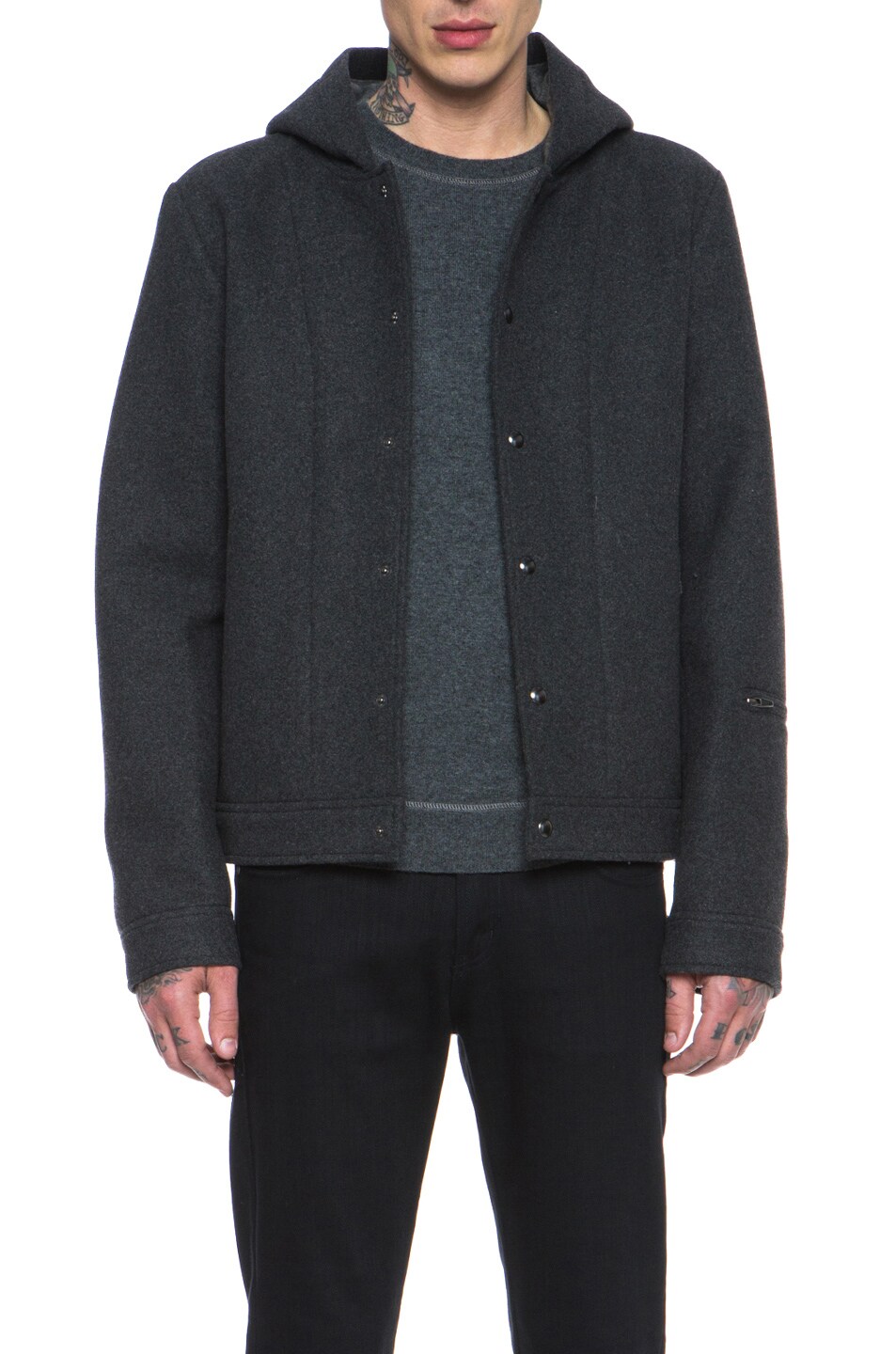 Image 1 of Alexander Wang Wool Bonded Neoprene Jacket in Charcoal
