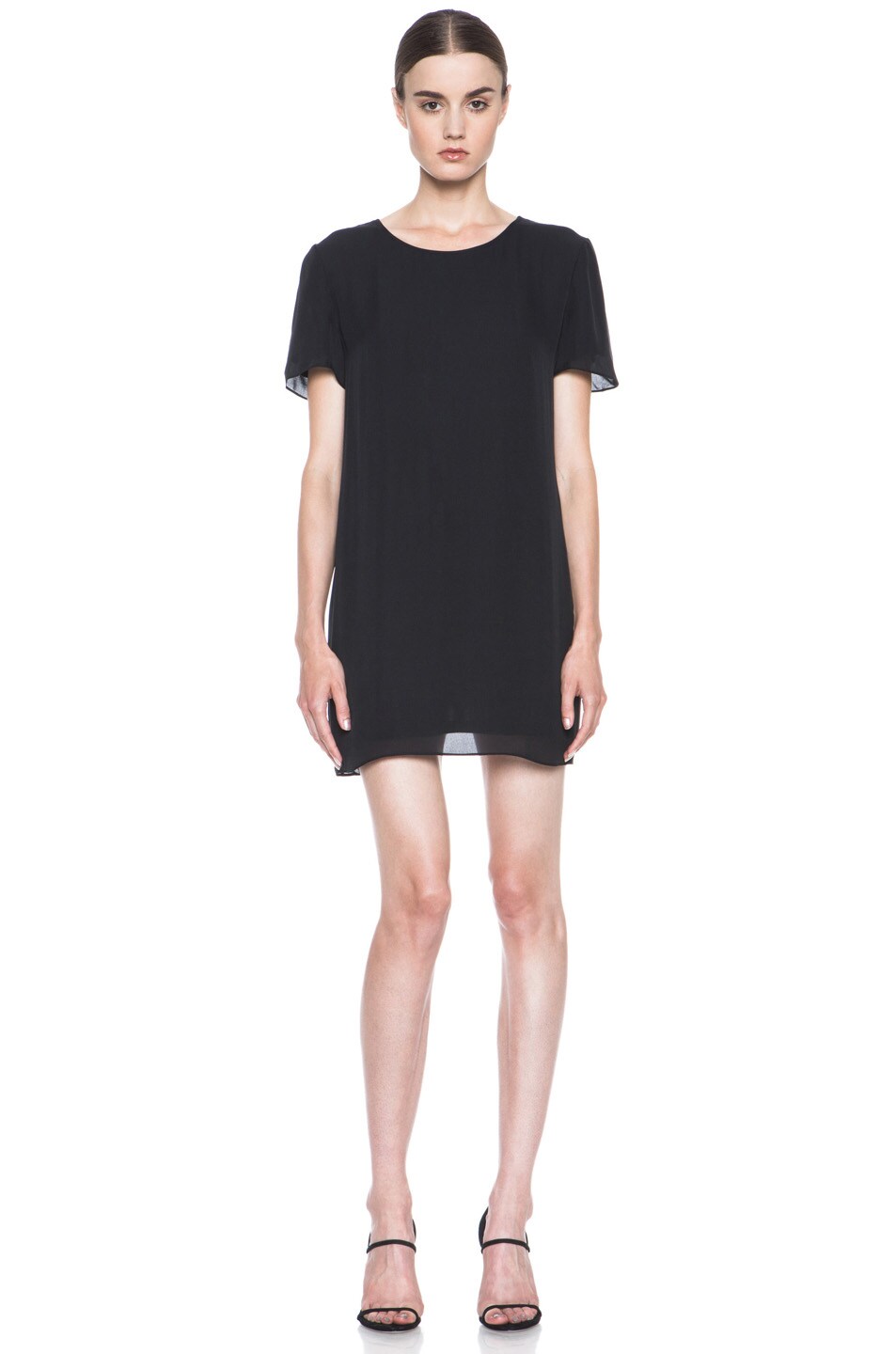 Image 1 of Alexander Wang Silk Georgette Over Jersey Dress in Black