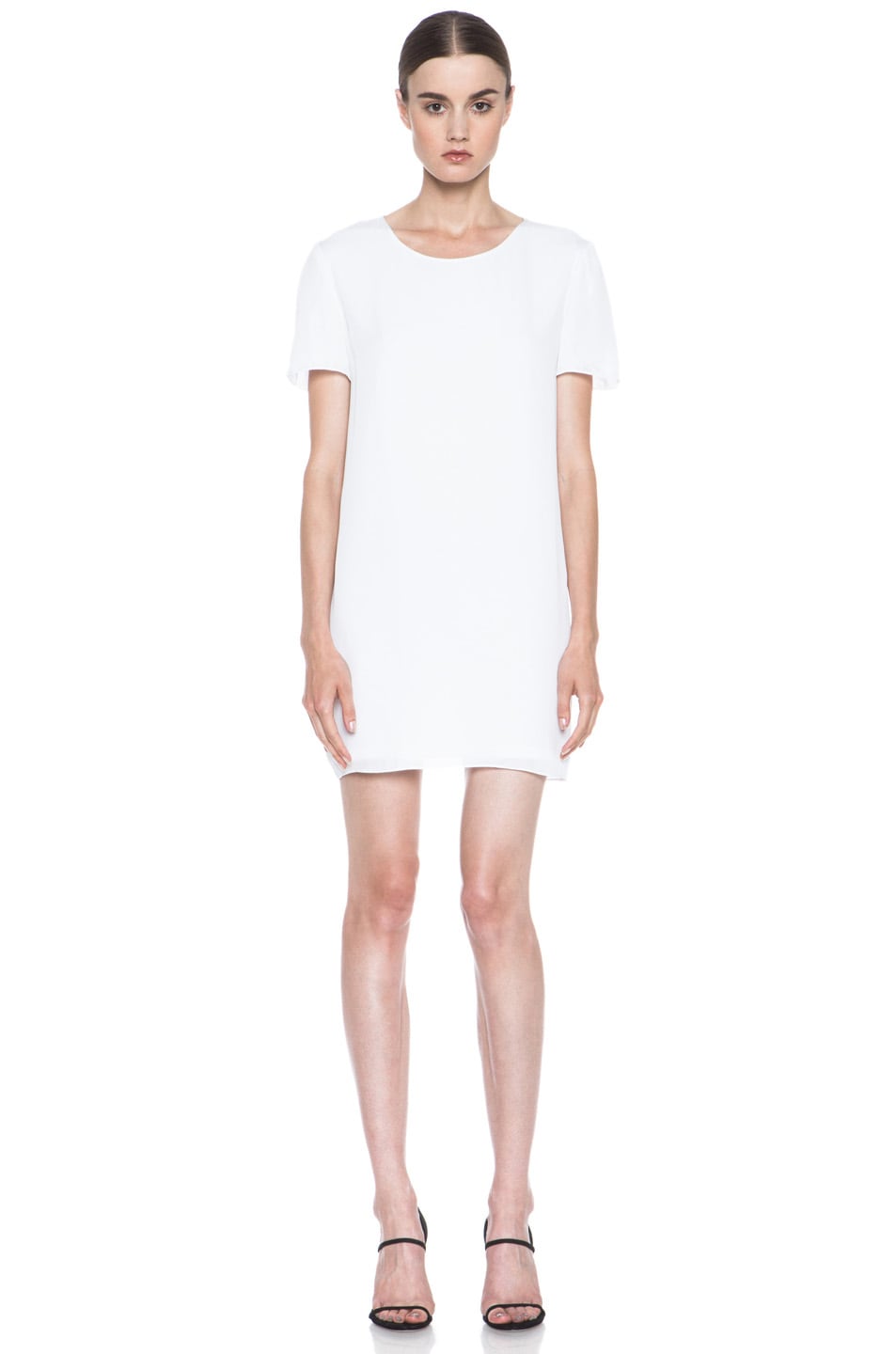 Image 1 of Alexander Wang Silk Georgette Over Jersey Dress in White