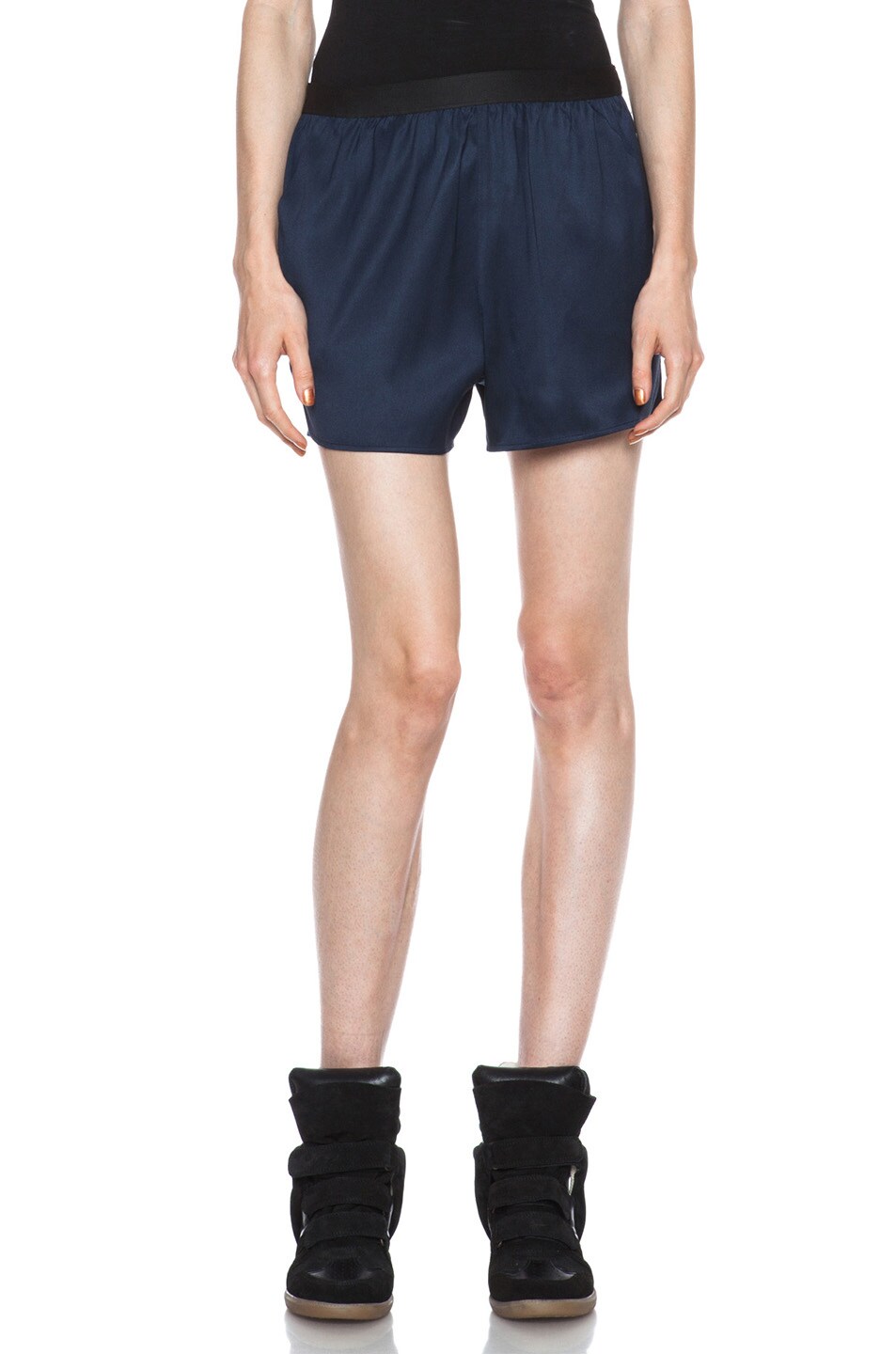 Image 1 of Alexander Wang Silk Twill Shorts in Ink