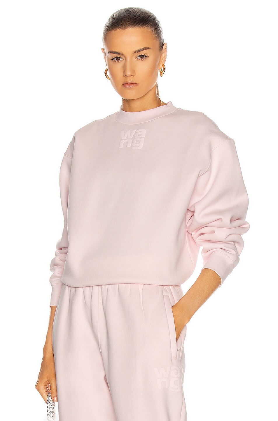 Image 1 of Alexander Wang Puff Paint Foundation Sweatshirt in Primrose Pink