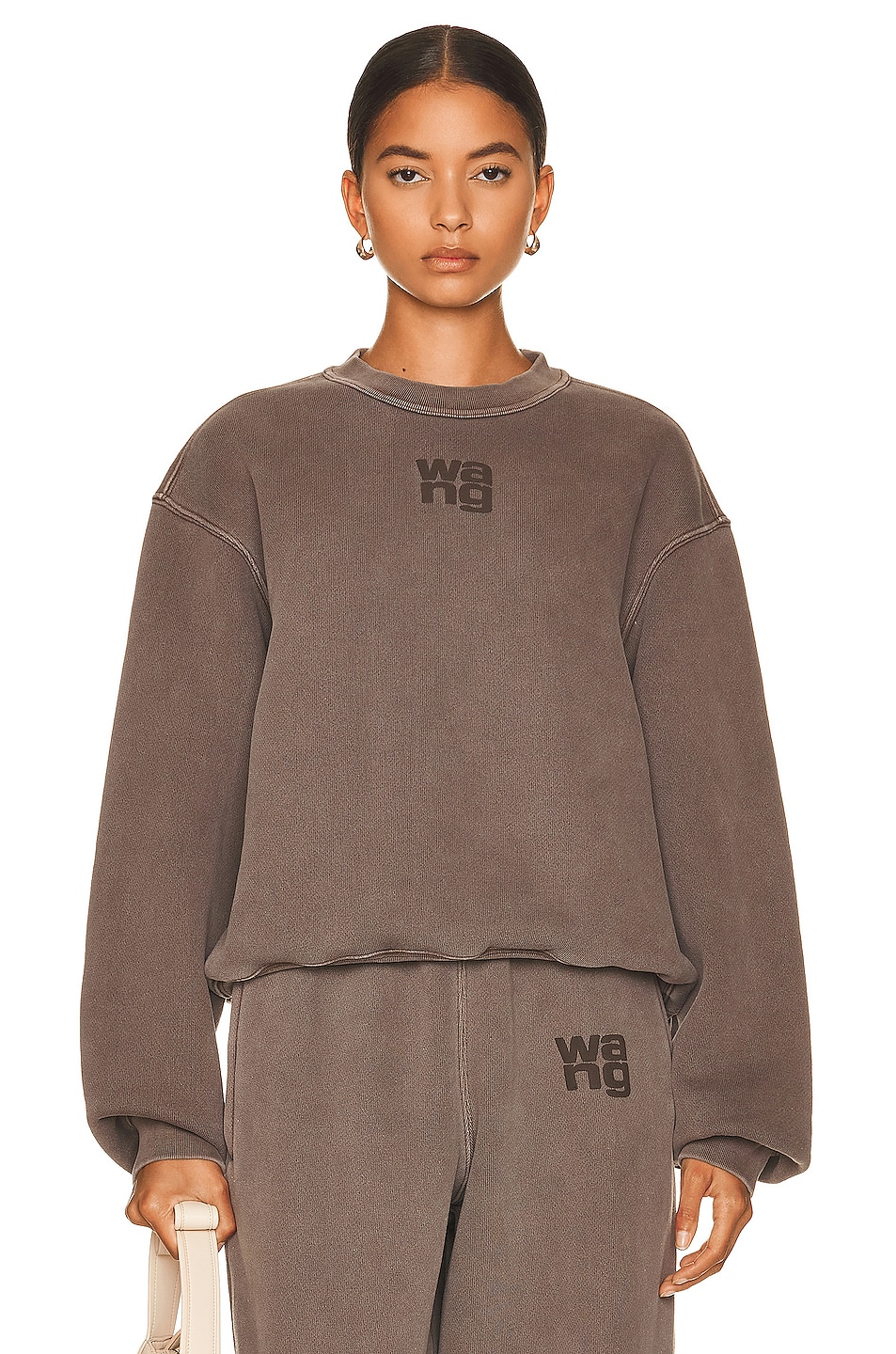 Image 1 of Alexander Wang Puff Paint Logo Essential Sweatshirt in Washed Cola