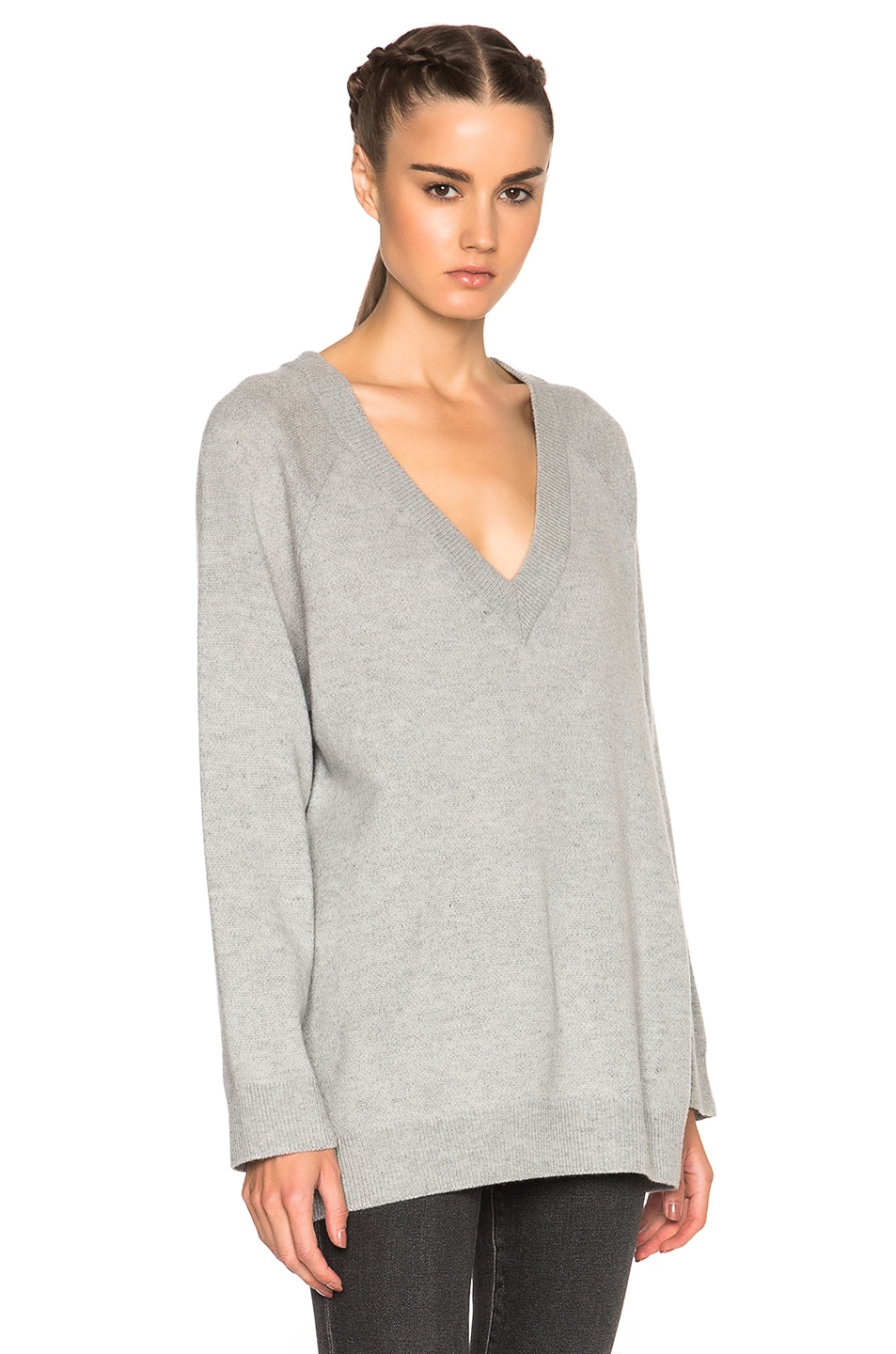 Image 1 of Alexander Wang V-Neck Sweater in Heather Grey