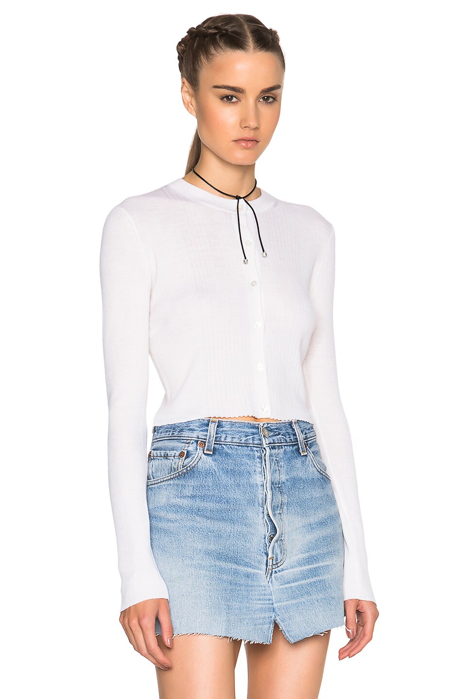 Image 1 of Alexander Wang Cropped Cardigan Sweater in Ivory