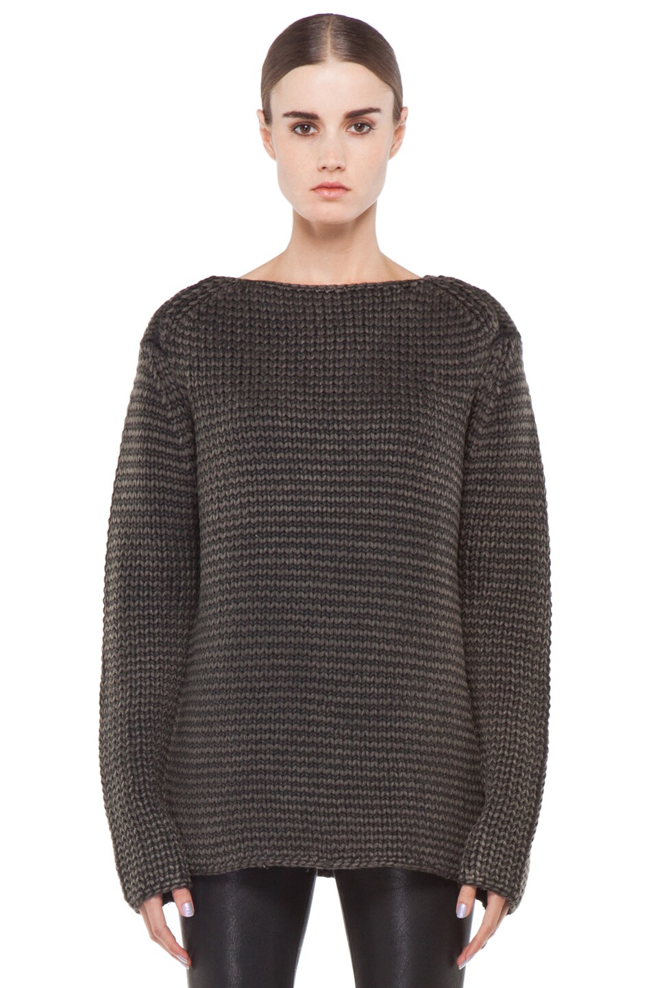Image 1 of Alexander Wang Acid Washed Chunky Sweater in Kale
