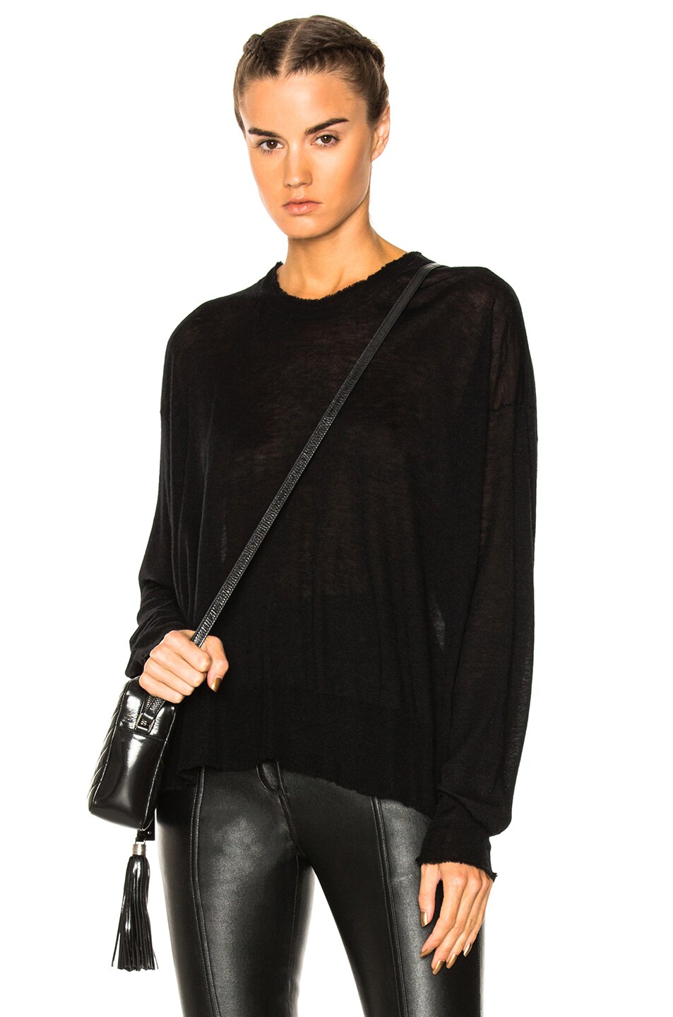 Image 1 of Alexander Wang Long Sleeve Pullover Sweater in Black