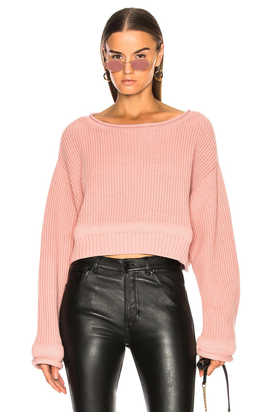 Image 1 of Alexander Wang Chunky Trim Wide Neck Sweater in Candy