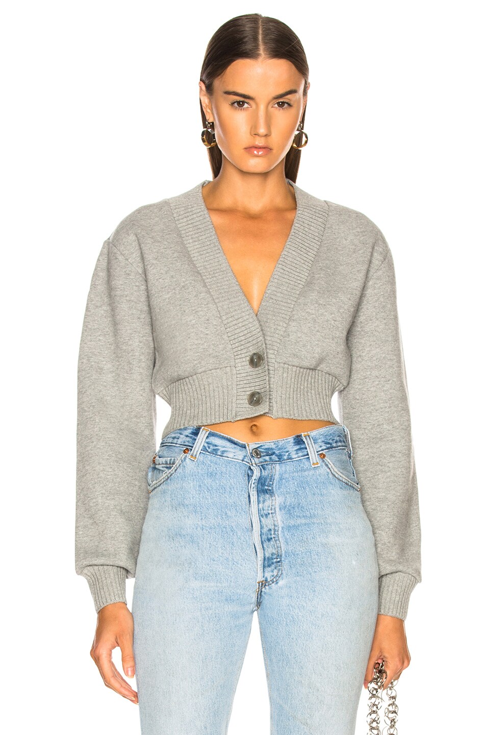 Image 1 of Alexander Wang Cropped Cardigan in Heather Grey