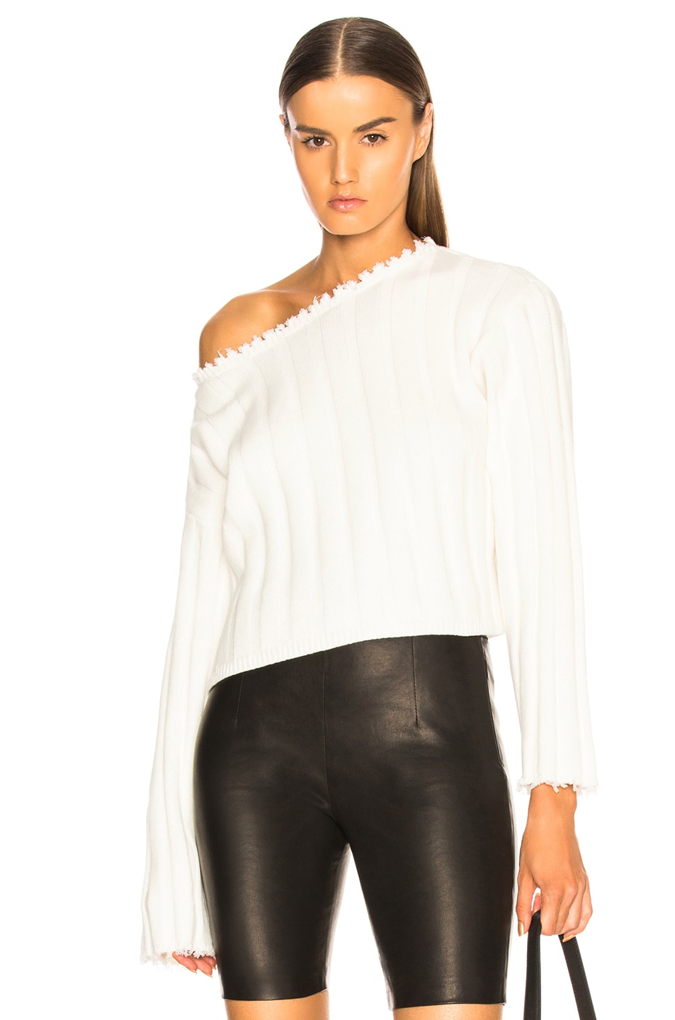 Image 1 of Alexander Wang Off Shoulder Sweater in Ivory