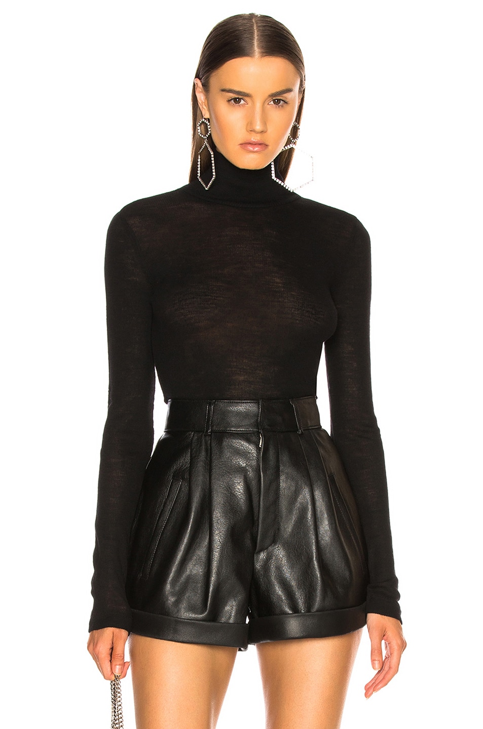 Image 1 of Alexander Wang Fitted Turtleneck Sweater in Black