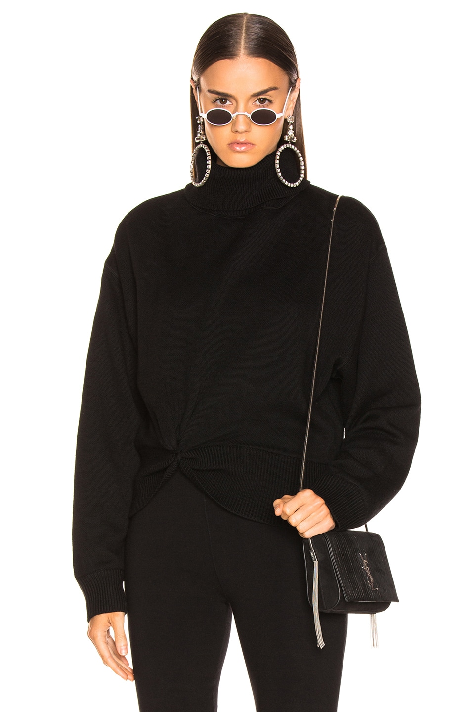 Image 1 of Alexander Wang Double Layered Turtleneck Sweater in Black