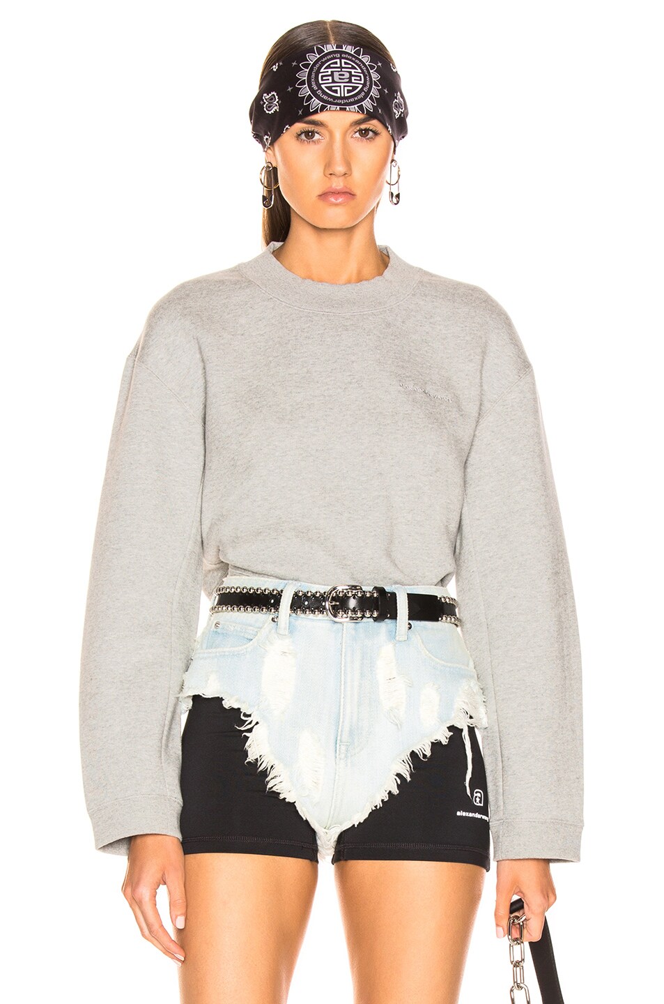 Image 1 of Alexander Wang Cropped Sweater in Heather Grey