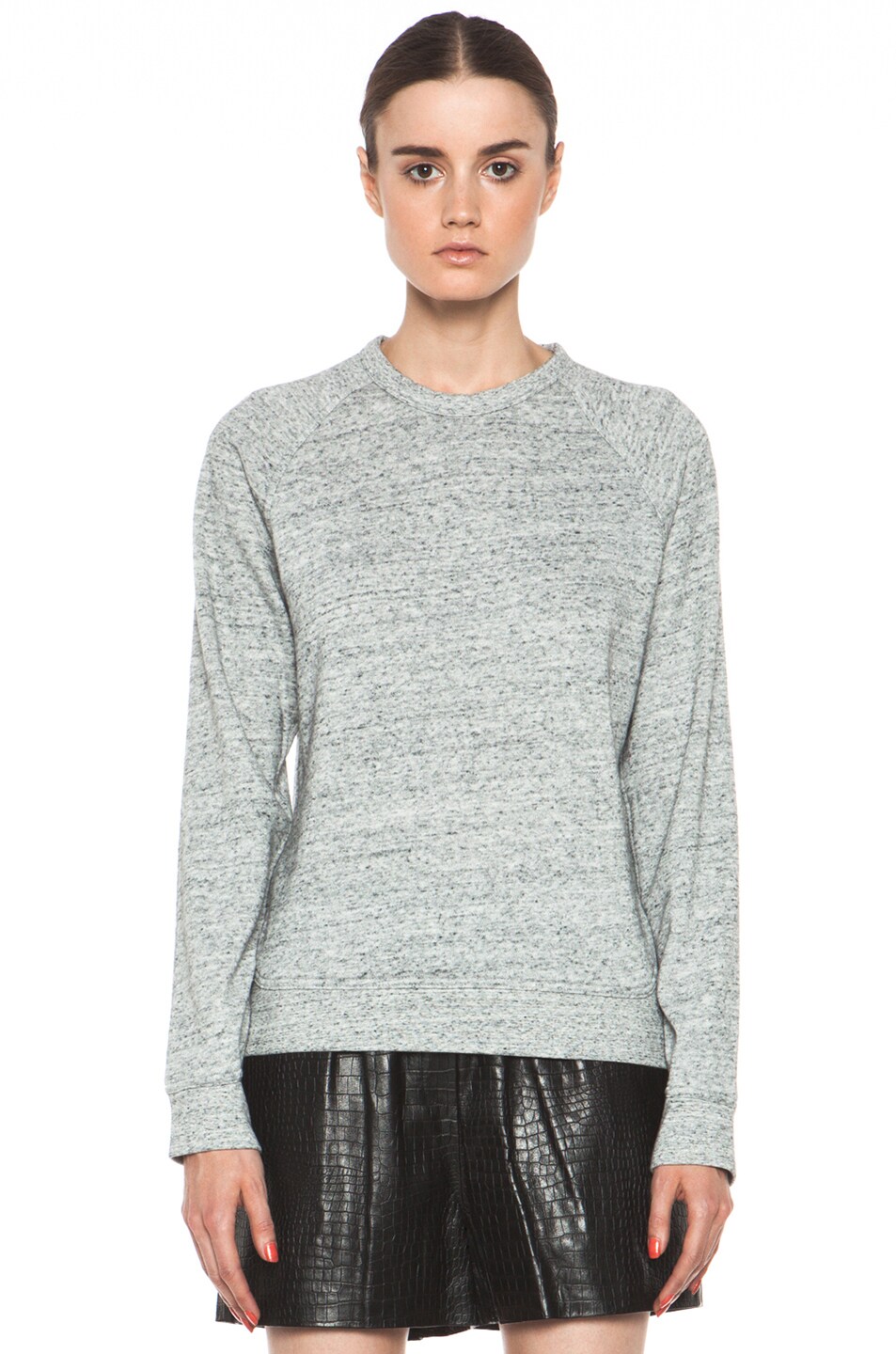 T by Alexander Wang French Terry Crew Neck Sweatshirt in Light Heather ...