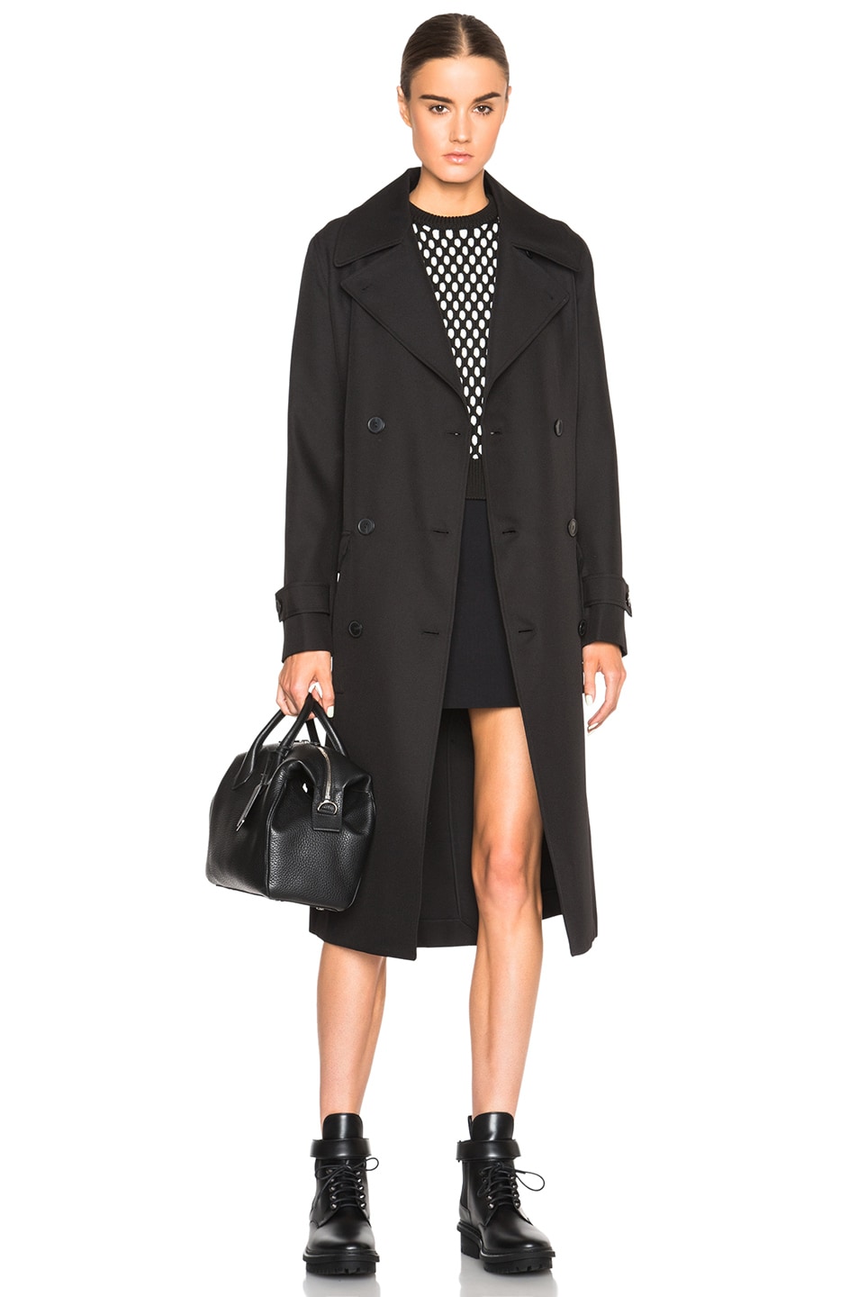 Image 1 of Alexander Wang Sleek Twill Trench in Black
