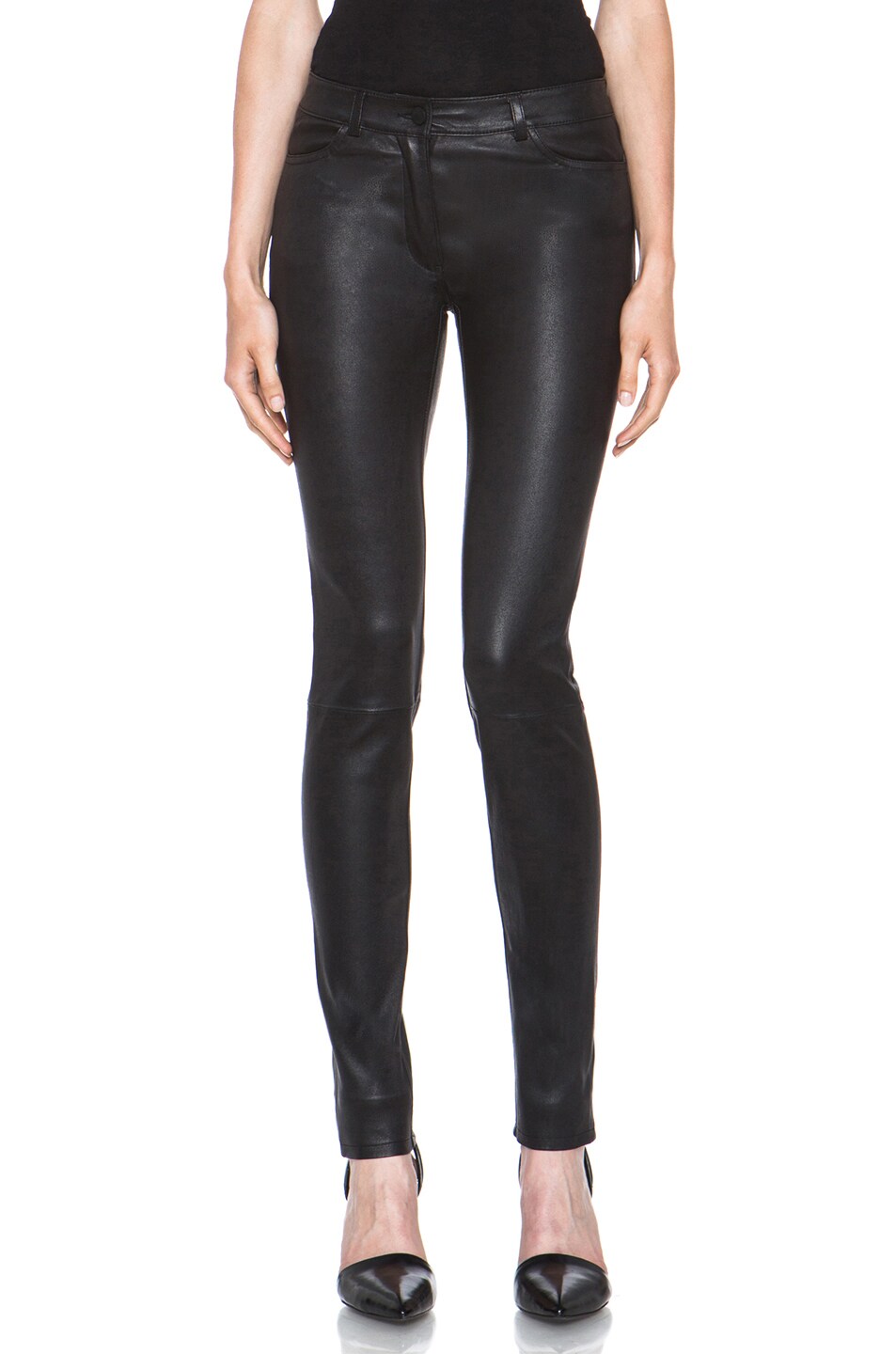 Image 1 of Alexander Wang Stretch Leather Jeans in Black