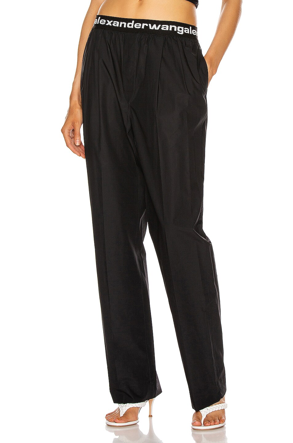 Image 1 of Alexander Wang Pull On Logo Pleated Pant in Black