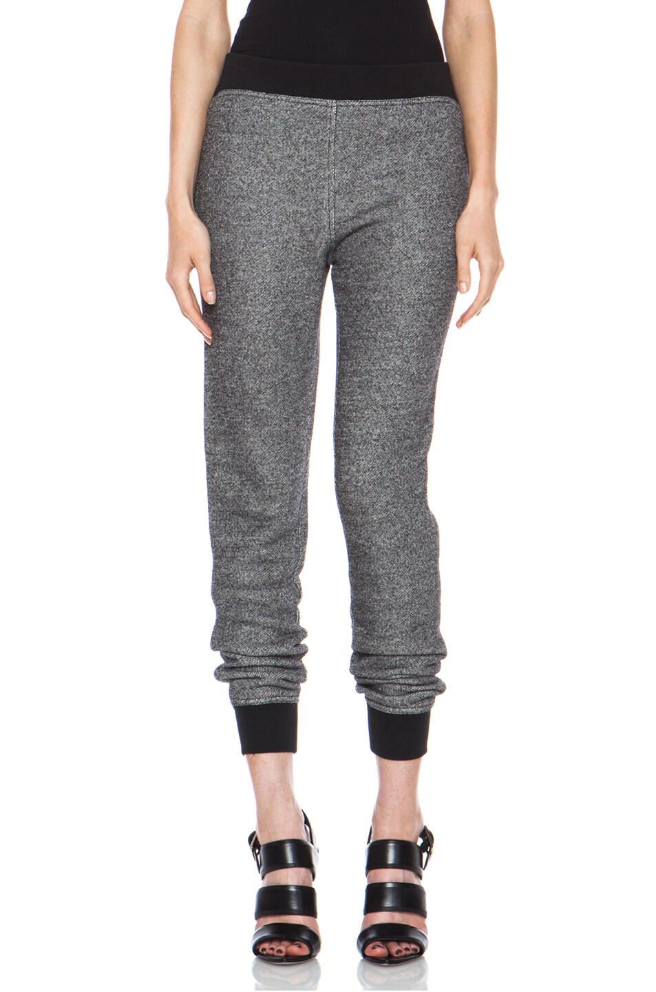 Image 1 of Alexander Wang French Terry Sweatpant in Black & Bone