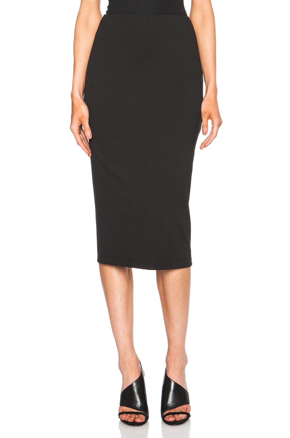 Image 1 of Alexander Wang Lux Viscose-Blend Ponte Fitted Calf Length Skirt in Black