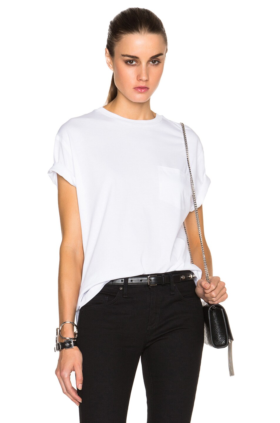 Image 1 of Alexander Wang Welded Cotton Jersey Pocket Tee in White