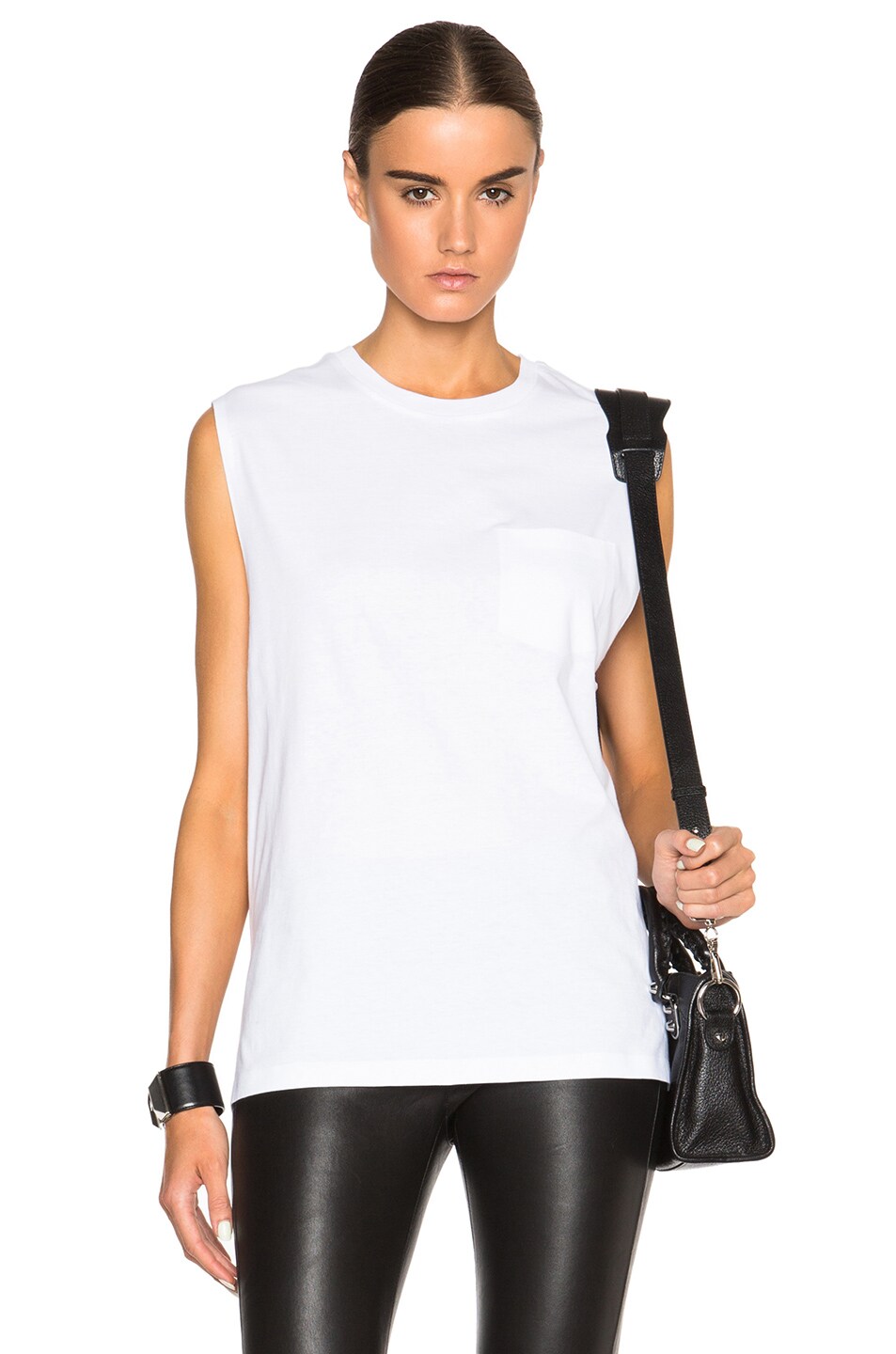 Image 1 of Alexander Wang Welded Jersey Pocket Muscle Tee in White