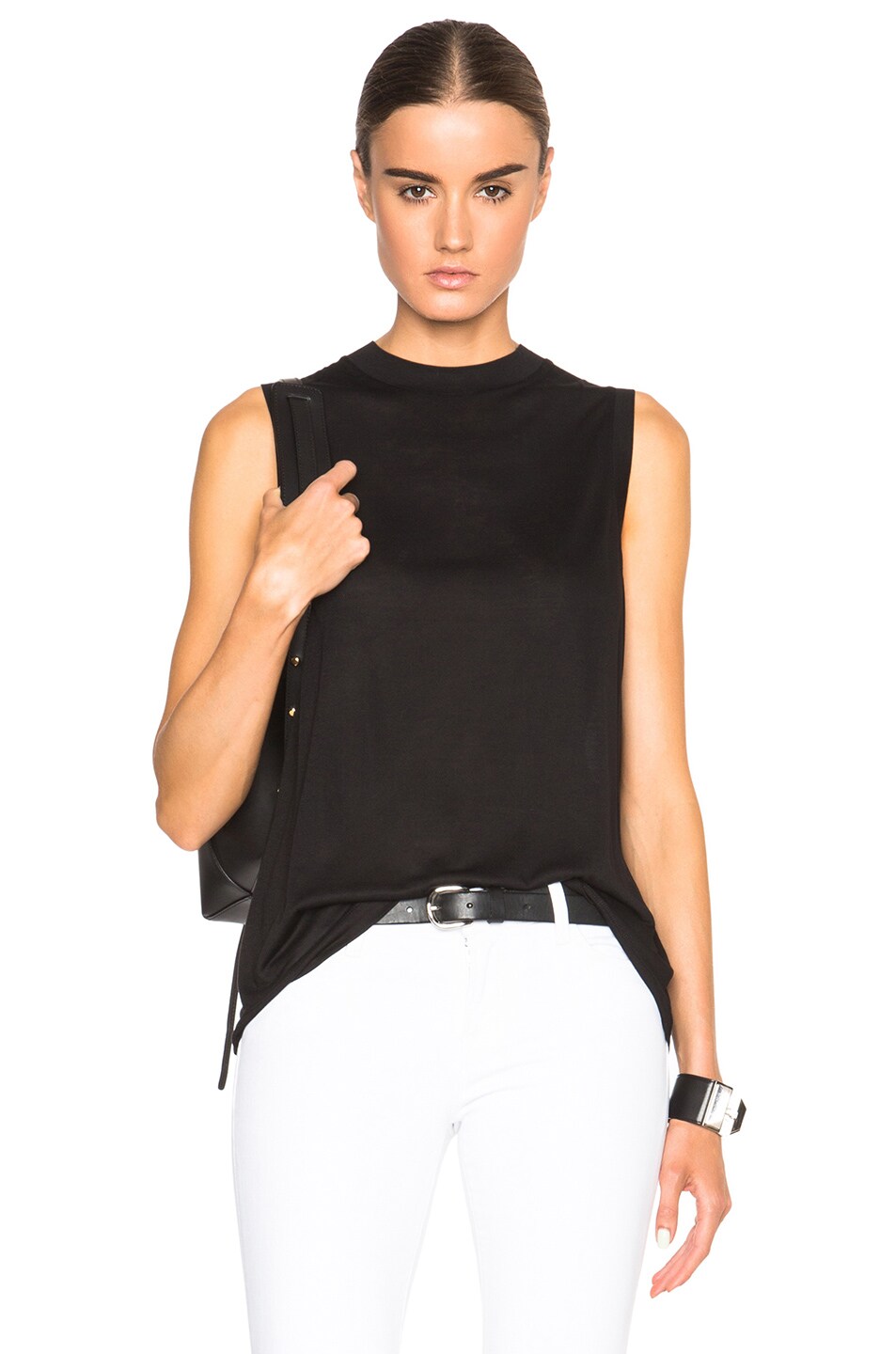 Image 1 of Alexander Wang High Neck Flared Tank in Black