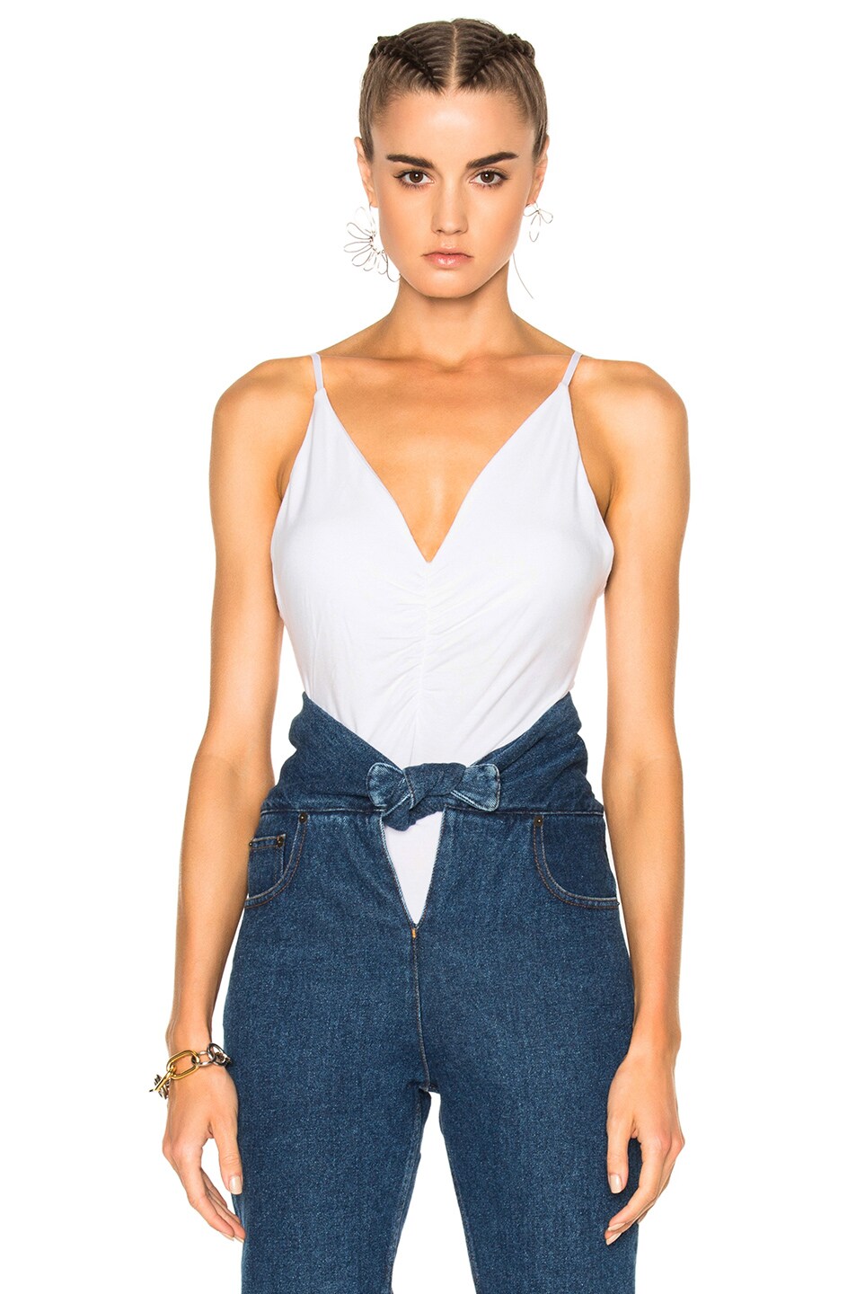 Image 1 of Alexander Wang Micro Modal Spandex Shirred Front Camisole in White