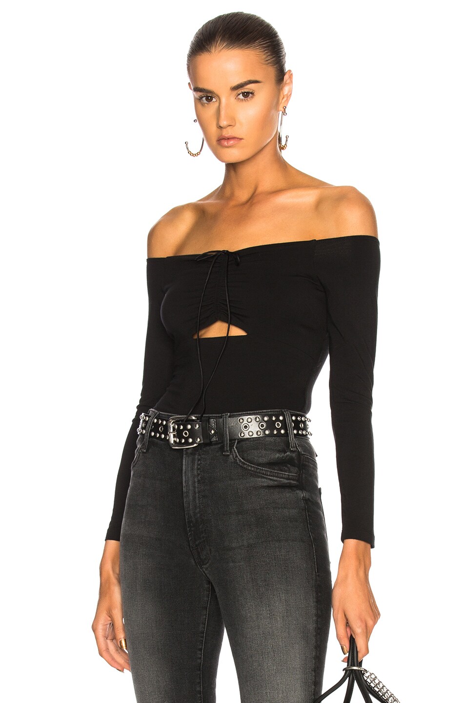 Image 1 of Alexander Wang Cut Out Bodysuit in Black