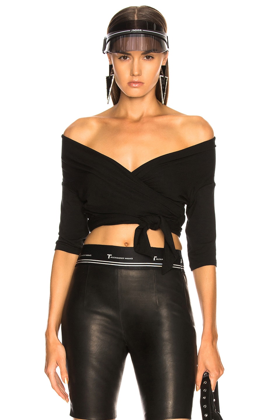 Image 1 of Alexander Wang Double Layer Wrap Top in Black