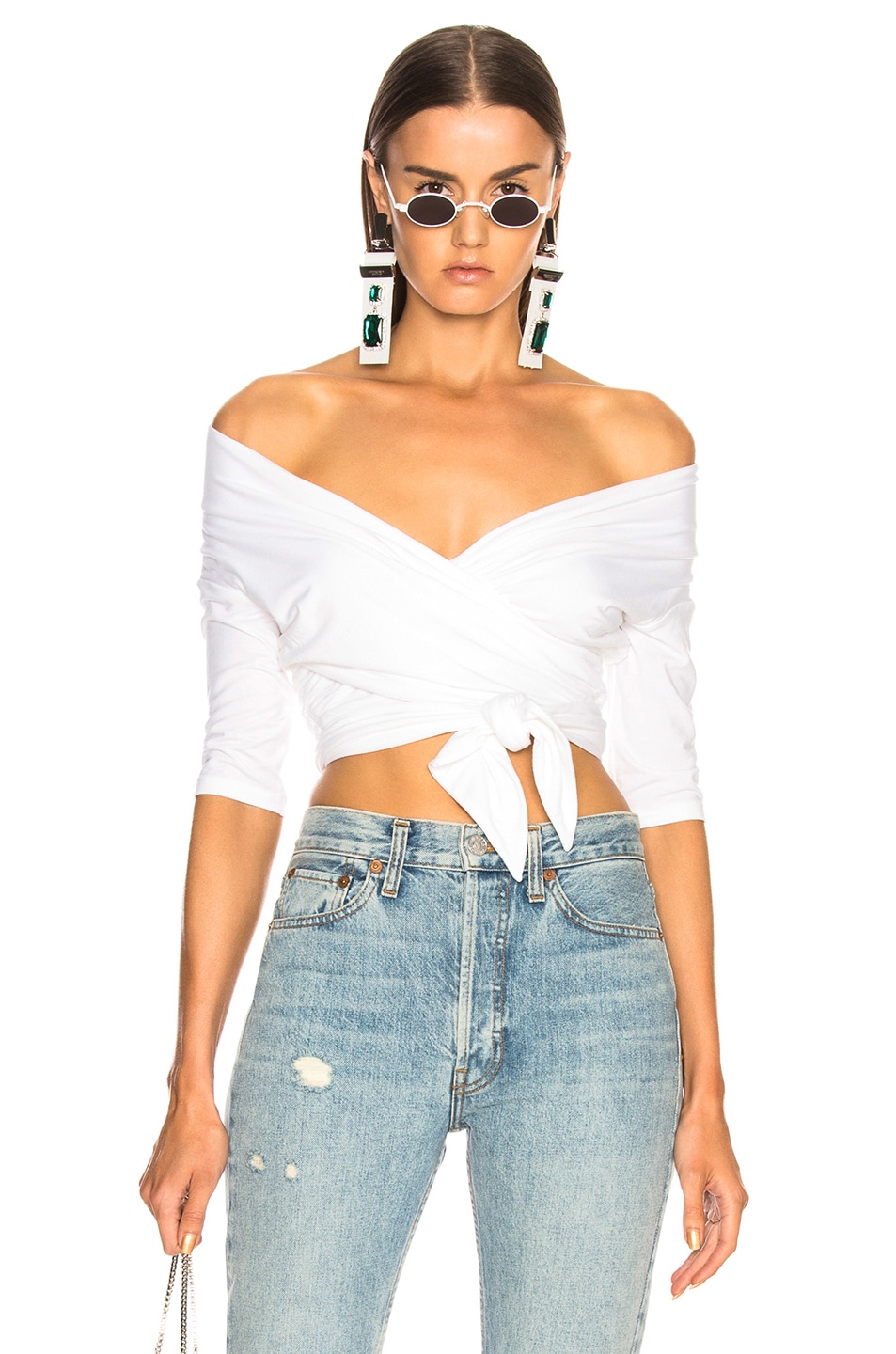 Image 1 of Alexander Wang Double Layer Wrap Top in White