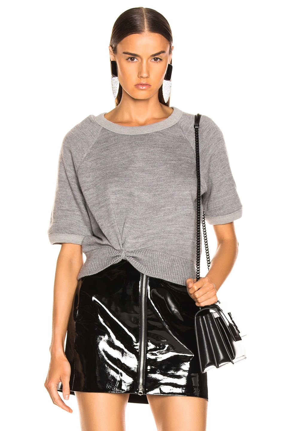 Image 1 of Alexander Wang Double Layered Short Sleeve Top in Heather Grey