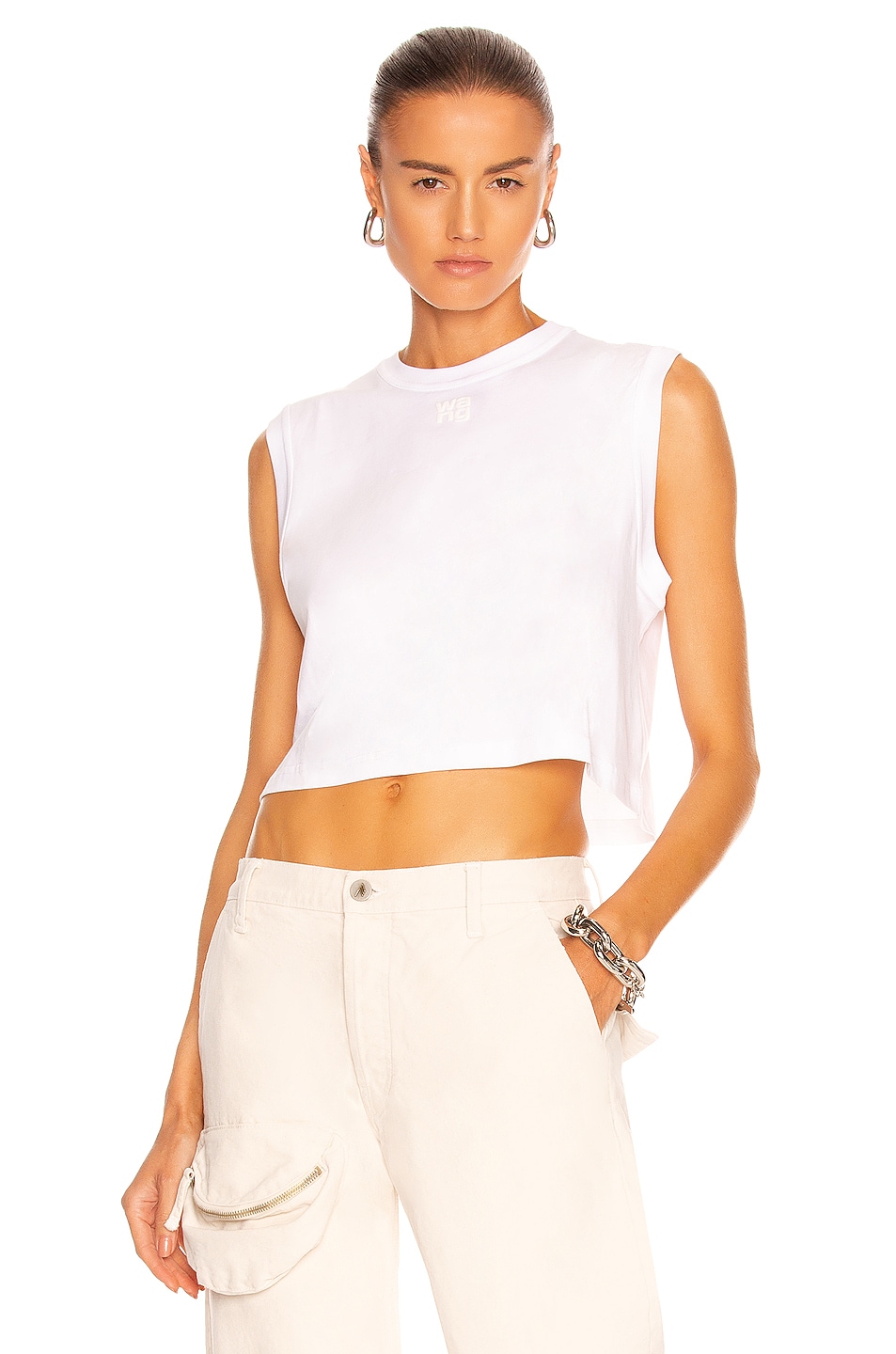 Image 1 of Alexander Wang Foundation Jersey Muscle Tee in White