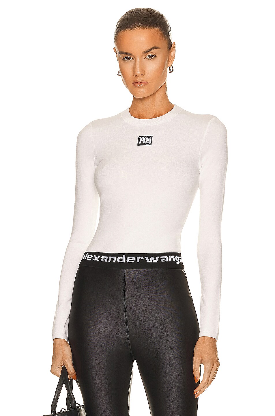 Alexander Wang Logo Crewneck Top in Soft White | FWRD