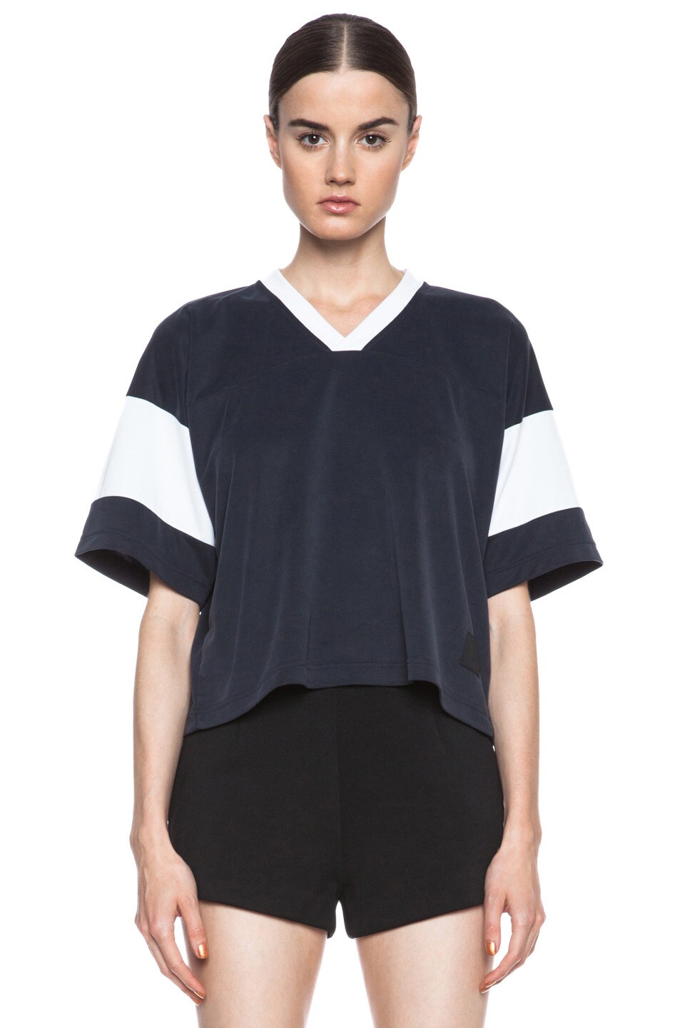 Image 1 of Alexander Wang Sandwashed Double Knit Football Tee in Fossil