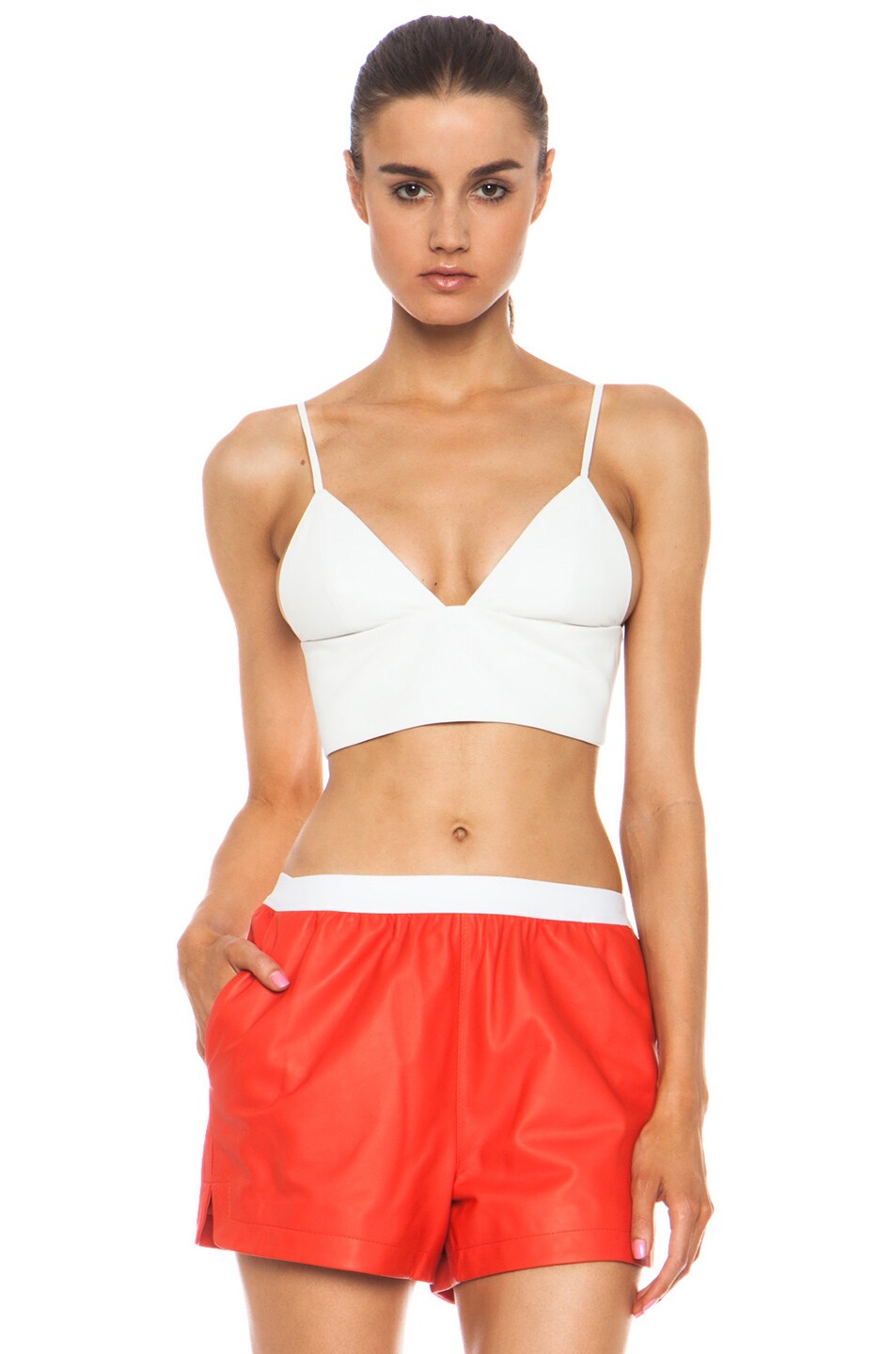 Image 1 of Alexander Wang Matte Lamb Triangle Bralette in White