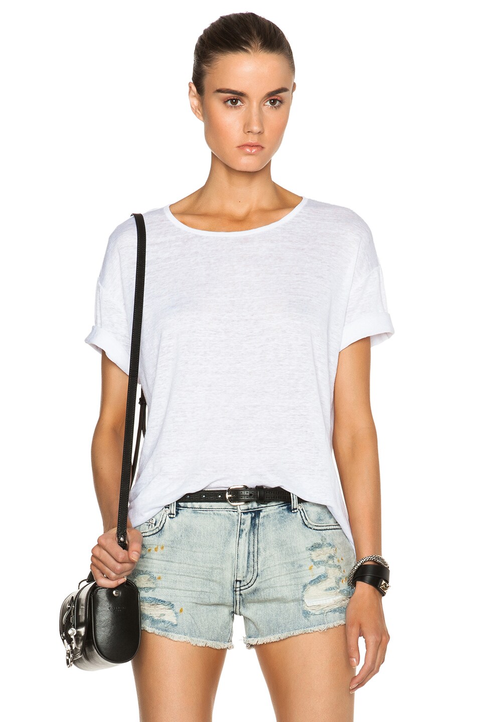 Image 1 of Alexander Wang Linen-Blend Jersey Oversized Tee in White