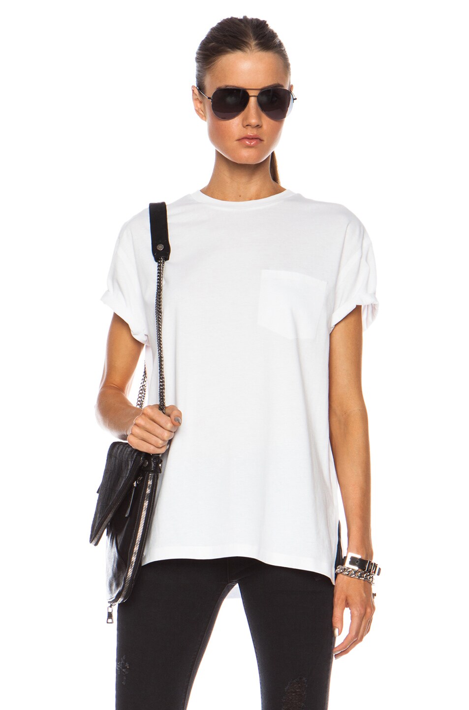 Image 1 of Alexander Wang Cotton Tee with Pocket in White