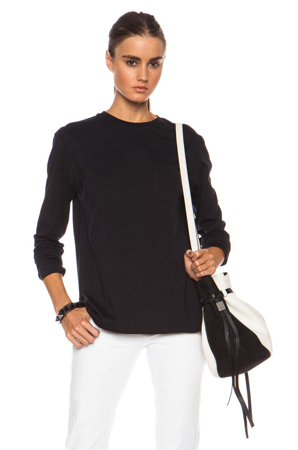 Image 1 of Alexander Wang Cotton Tee with Pocket in Black