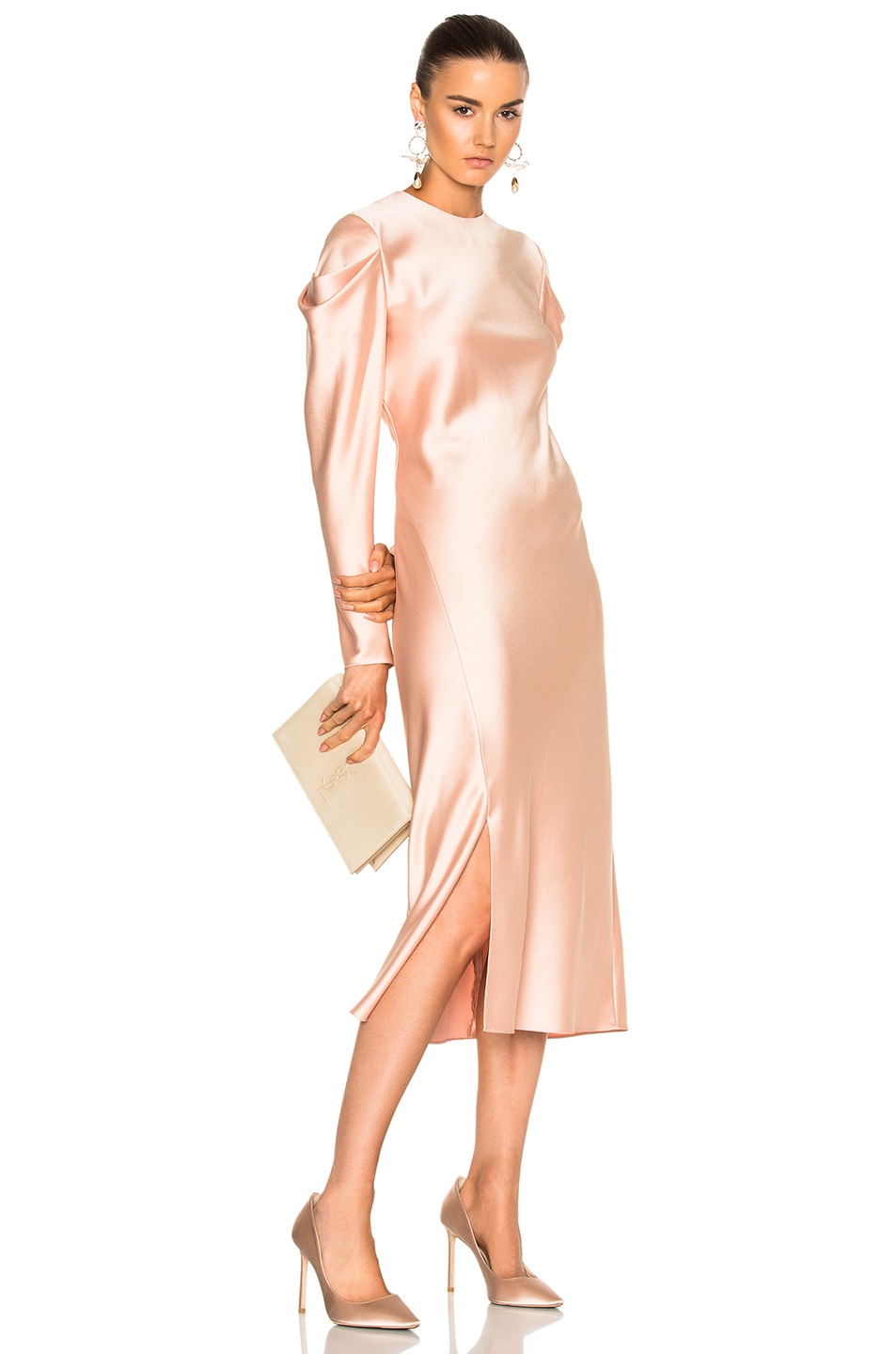 Image 1 of Tibi Drape Sleeve Dress in Blush