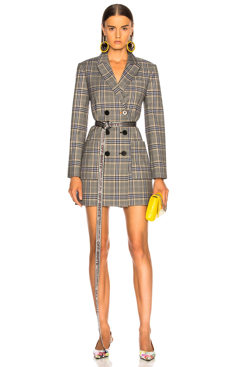 Image 1 of Tibi Lucas Suiting Double Breasted Blazer Dress in Black Multi