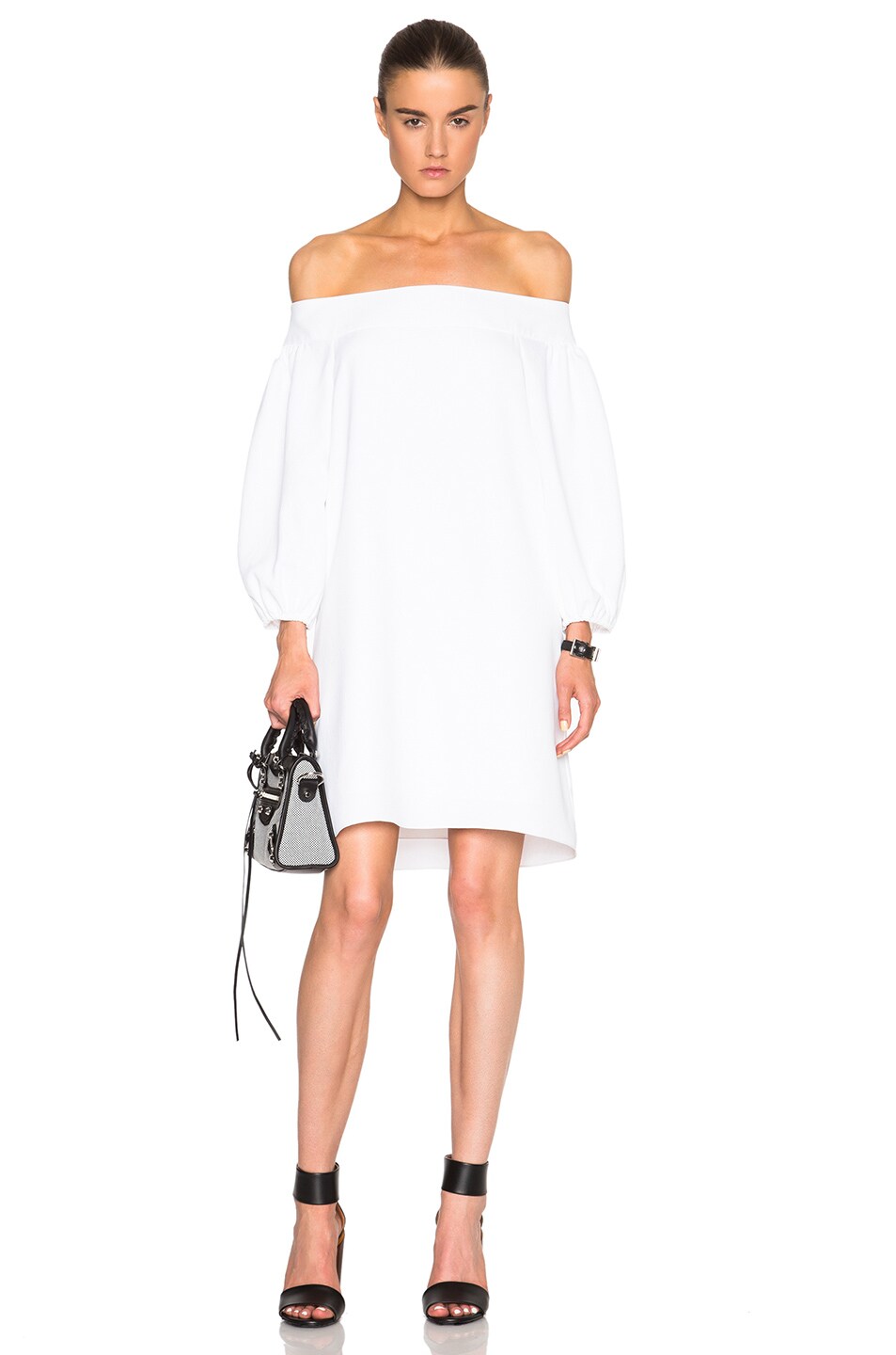 Image 1 of Tibi Midi Off Shoulder Dress in White