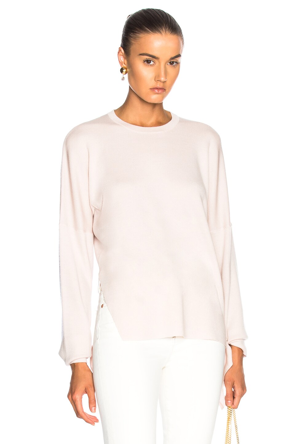 Image 1 of Tibi Tie Sleeve Sweater in Pale Blush