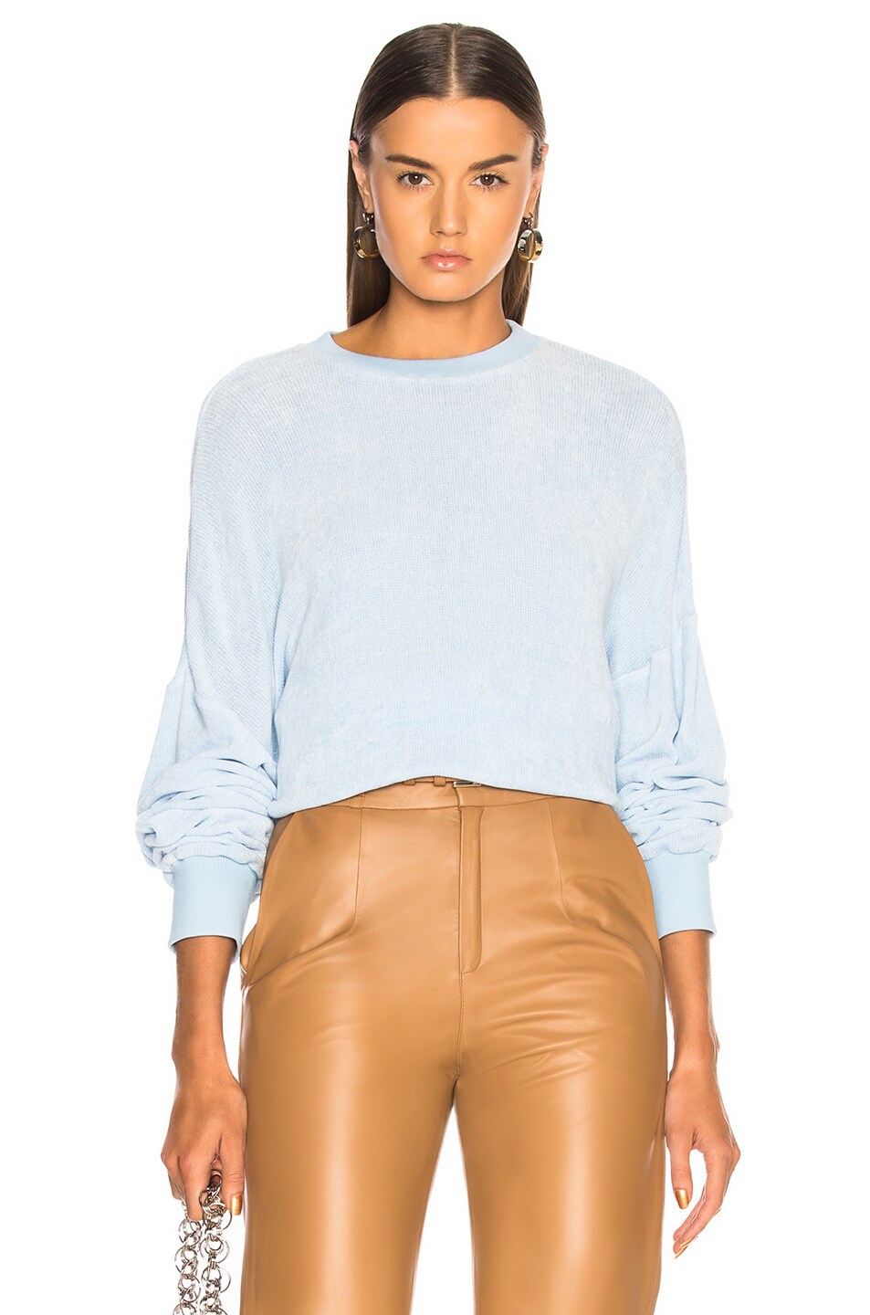 Image 1 of Tibi Viscose Chenille Knit Easy Sweatshirt in Baby Blue