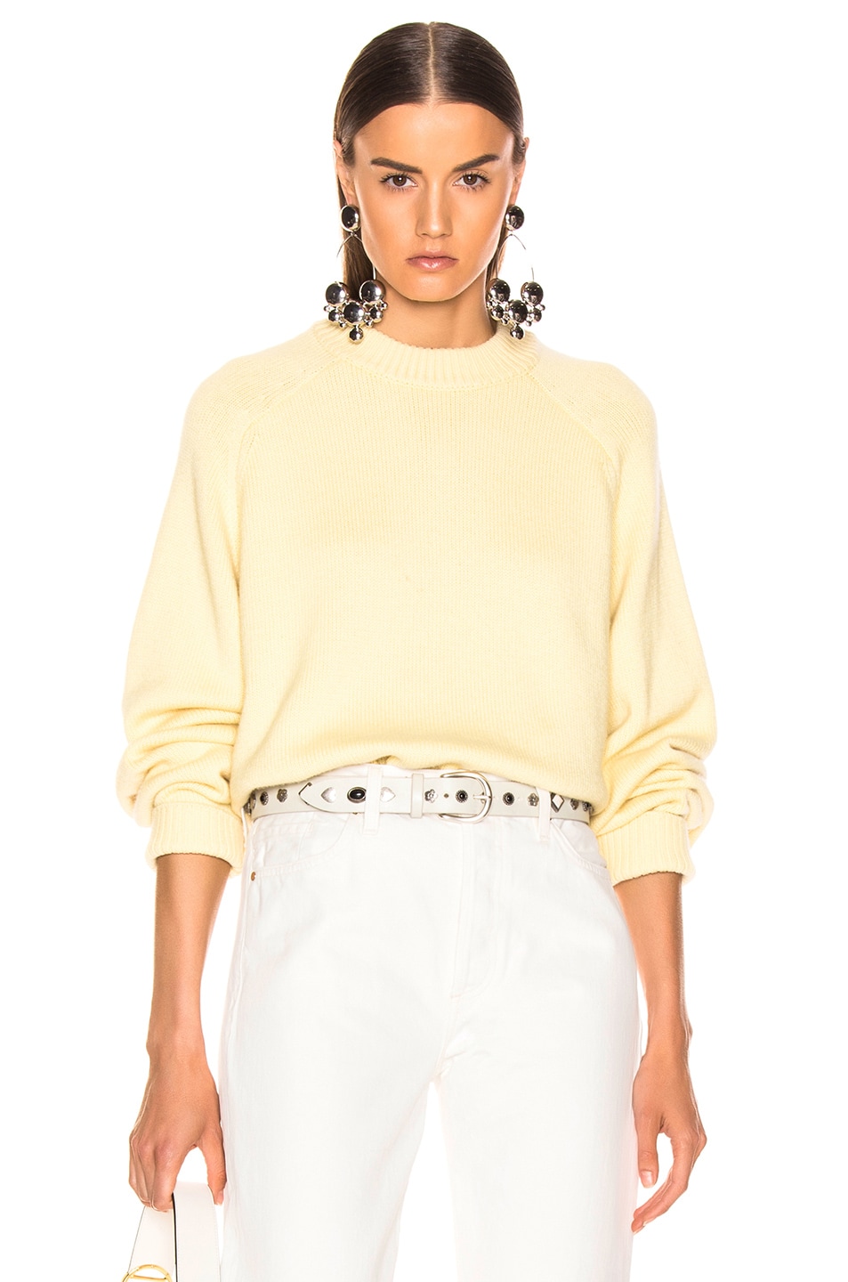 Image 1 of Tibi Crewneck Oversized Pullover in Butter Yellow