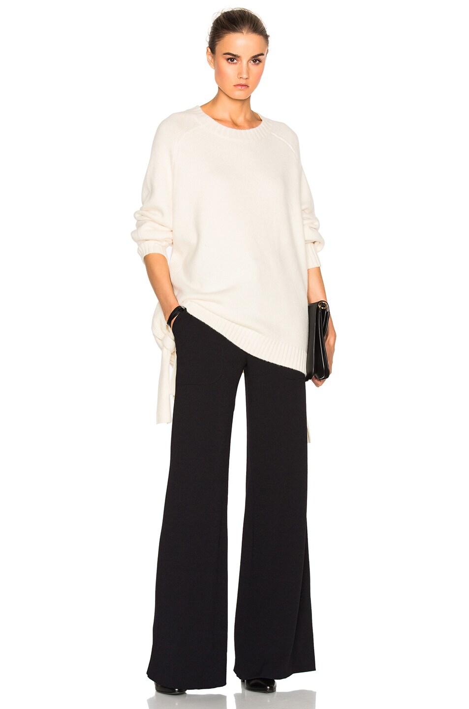 Image 1 of Tibi Tie Detail Sweater in Ivory