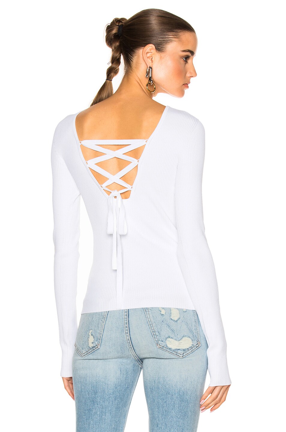 Image 1 of Tibi Scooped Back Pullover in White