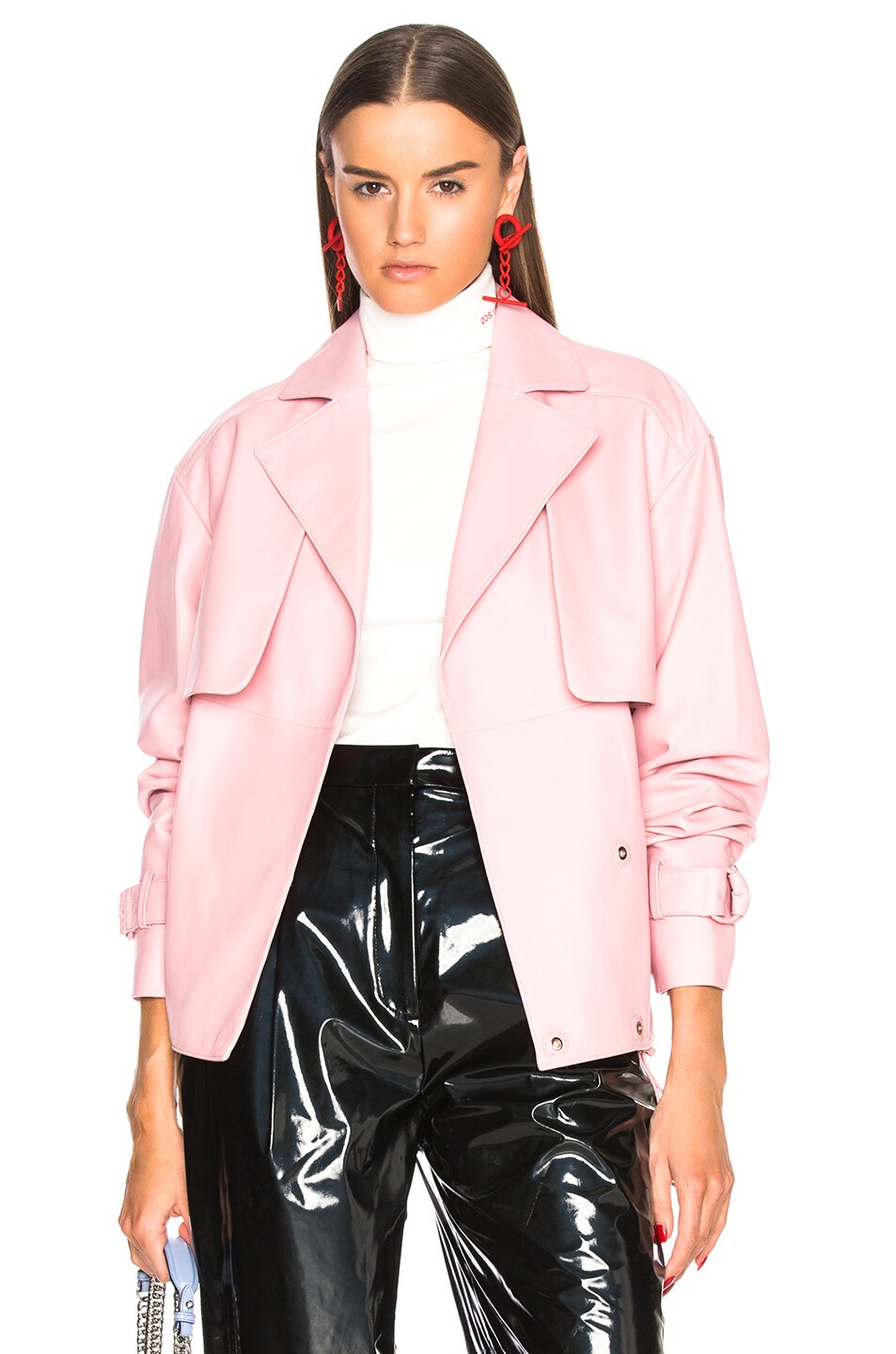 Image 1 of Tibi Tissue Moto Jacket in Soft Pink