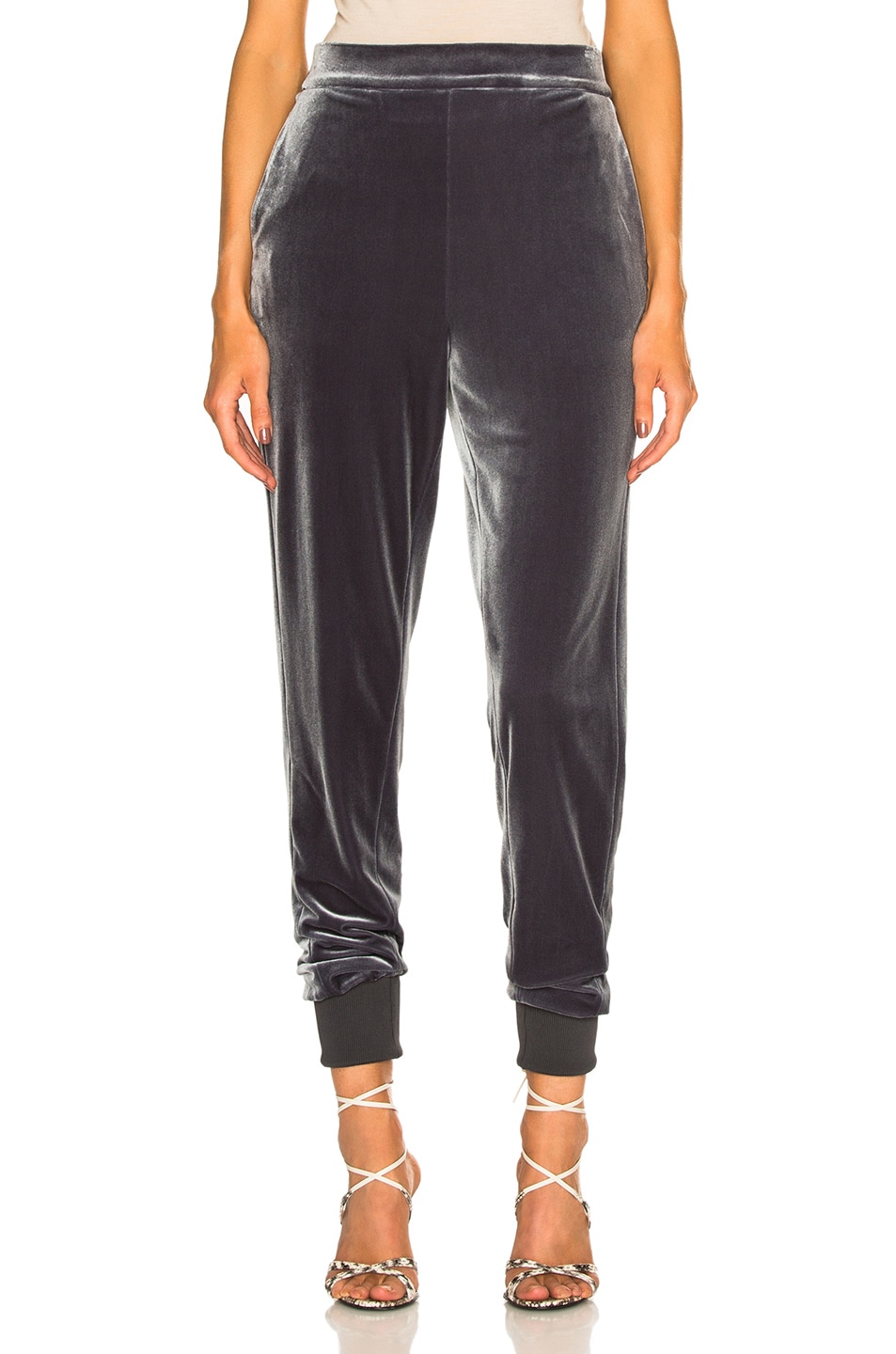 Image 1 of Tibi Stretch Velvet Knit Refined Clean Jogger in Grey
